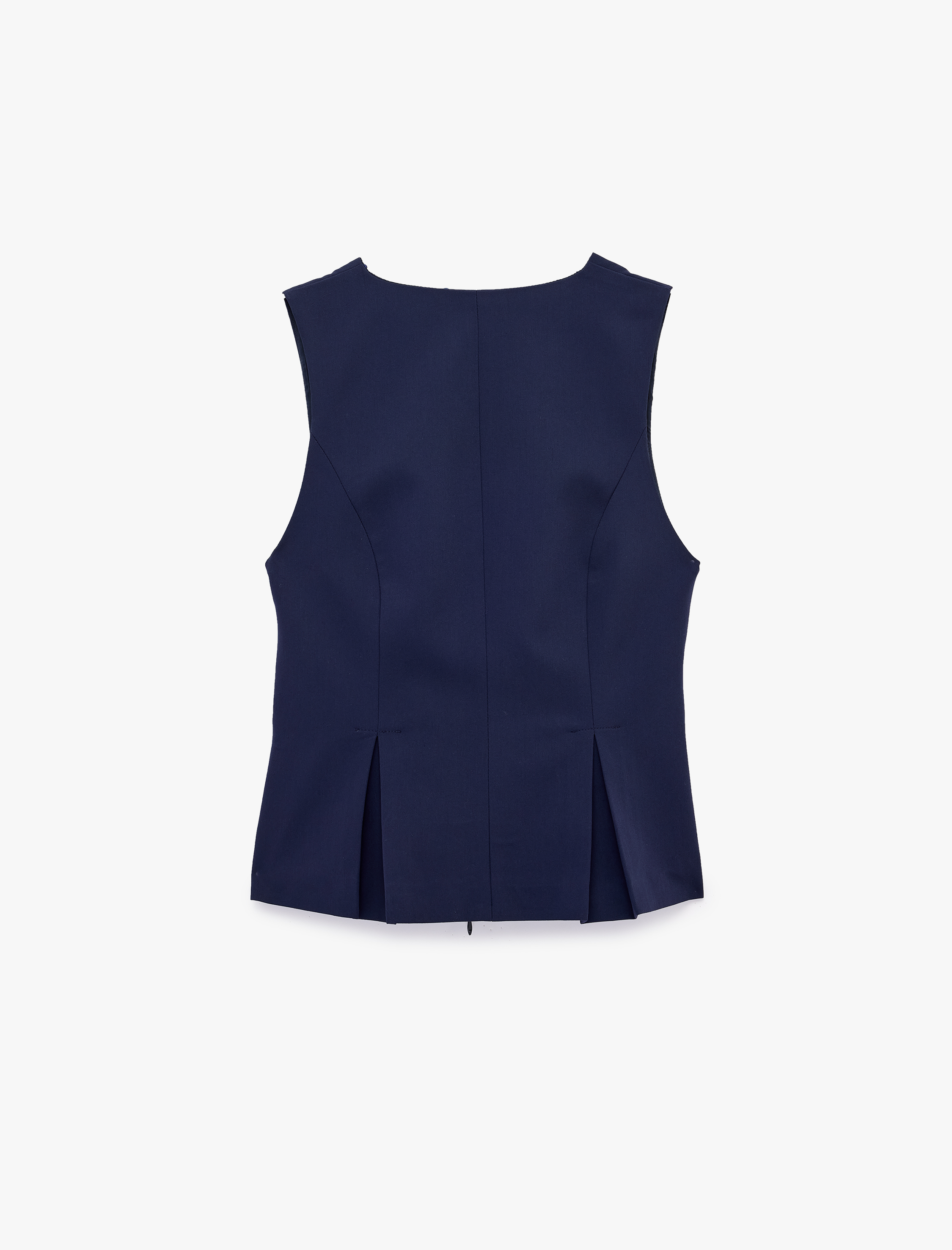   Cep Detaylı Fermuarlı Kolsuz V Yaka Peplum Yelek