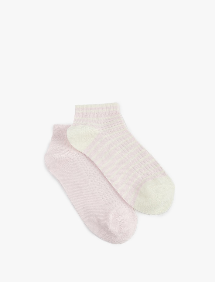 Kız Çocuk Pamuklu Çizgili 2'li Batik Çorap Seti