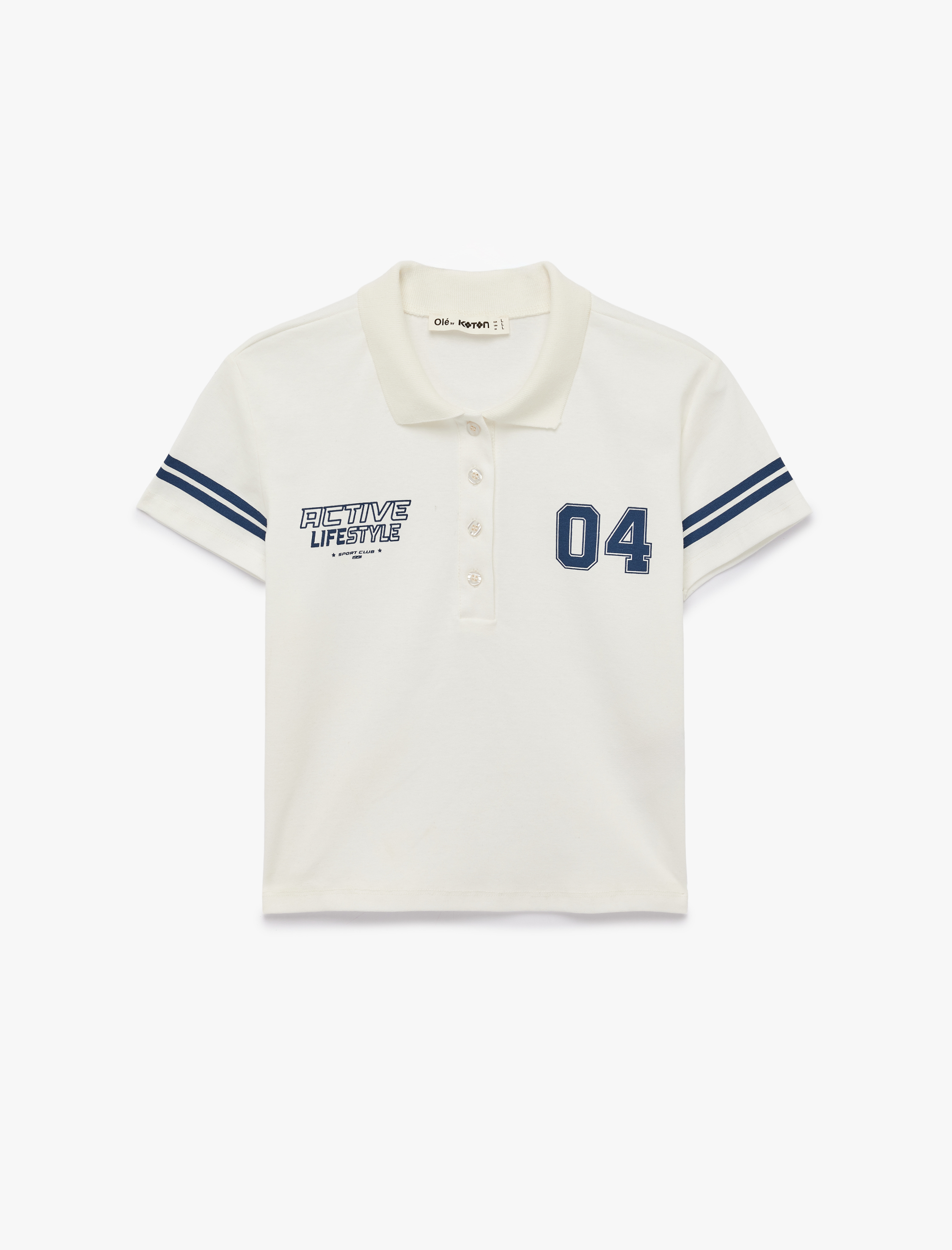   Regular Fit Düğmeli Kısa Kollu Kolej Baskılı Polo Yaka Tişört