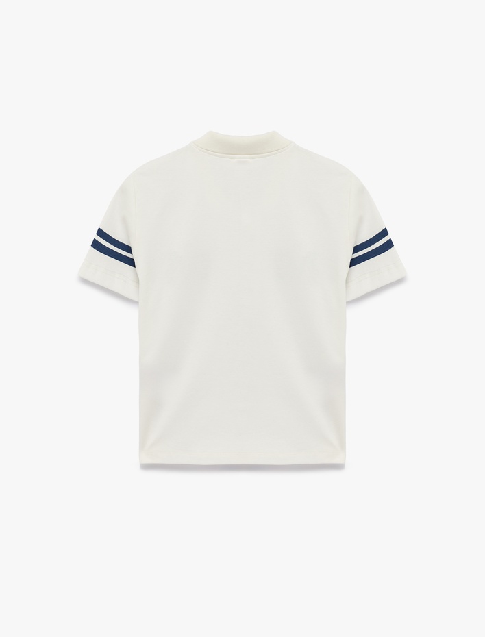  Regular Fit Düğmeli Kısa Kollu Kolej Baskılı Polo Yaka Tişört