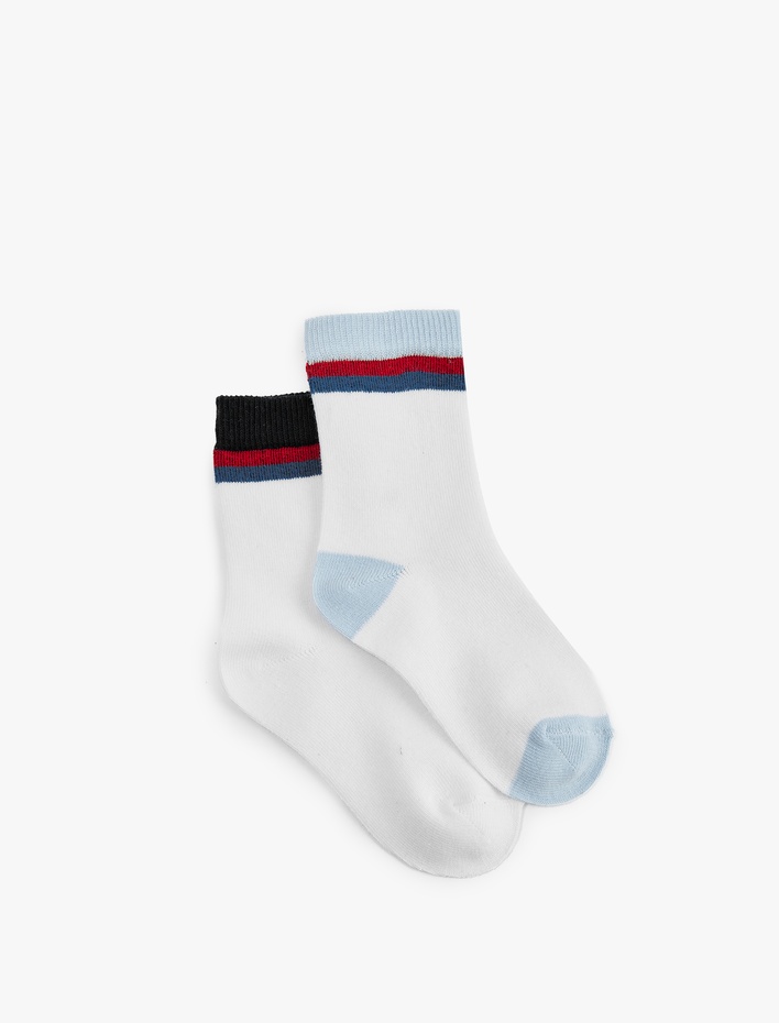 Erkek Çocuk Pamuklu Çizgili 2'li Çorap Seti