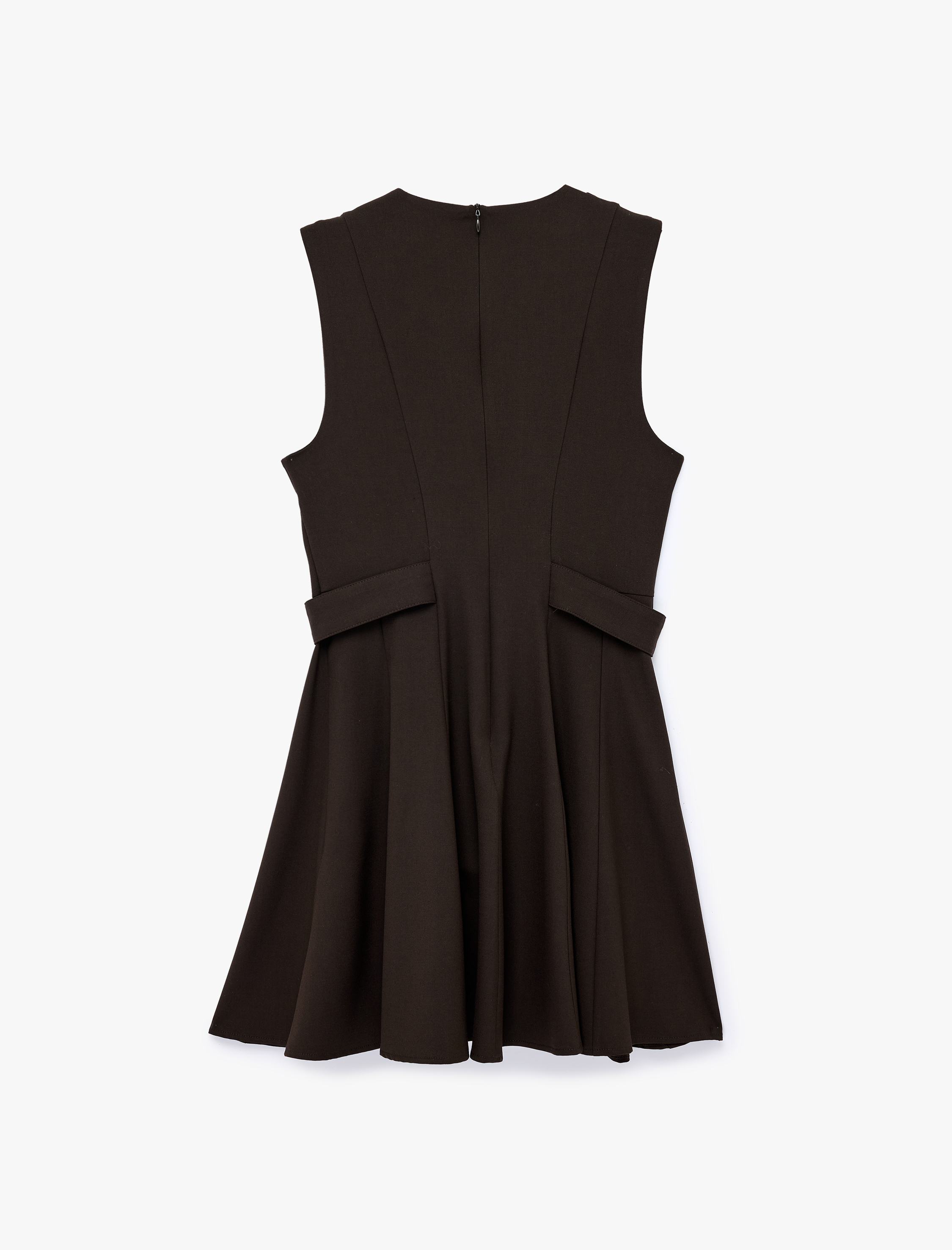   Slim Fit Metal Aksesuarlı Kolsuz Bisiklet Yaka A Kesim Mini Elbise