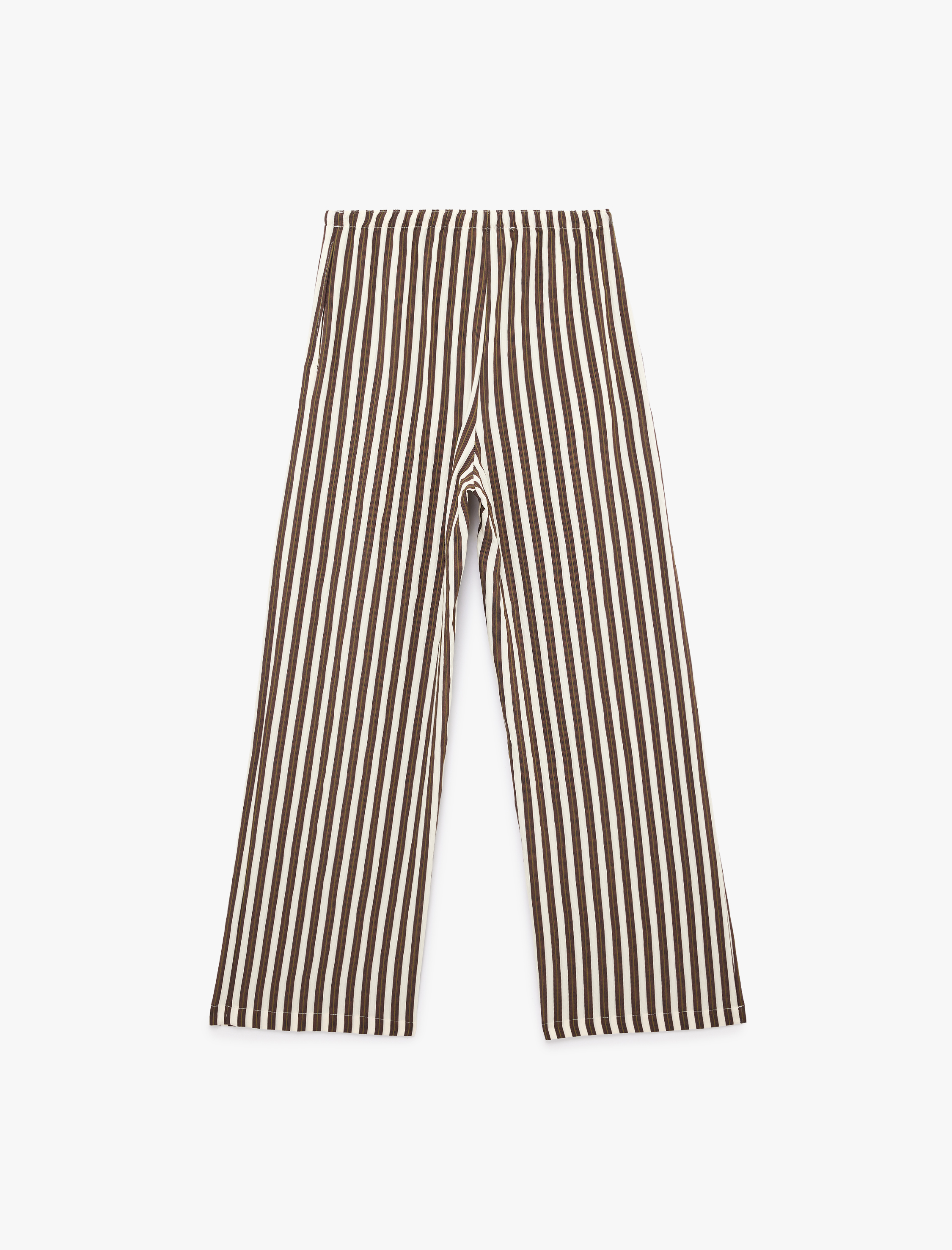   Beli Bağlamalı Cepli Geniş Paça Çizgili Pantolon