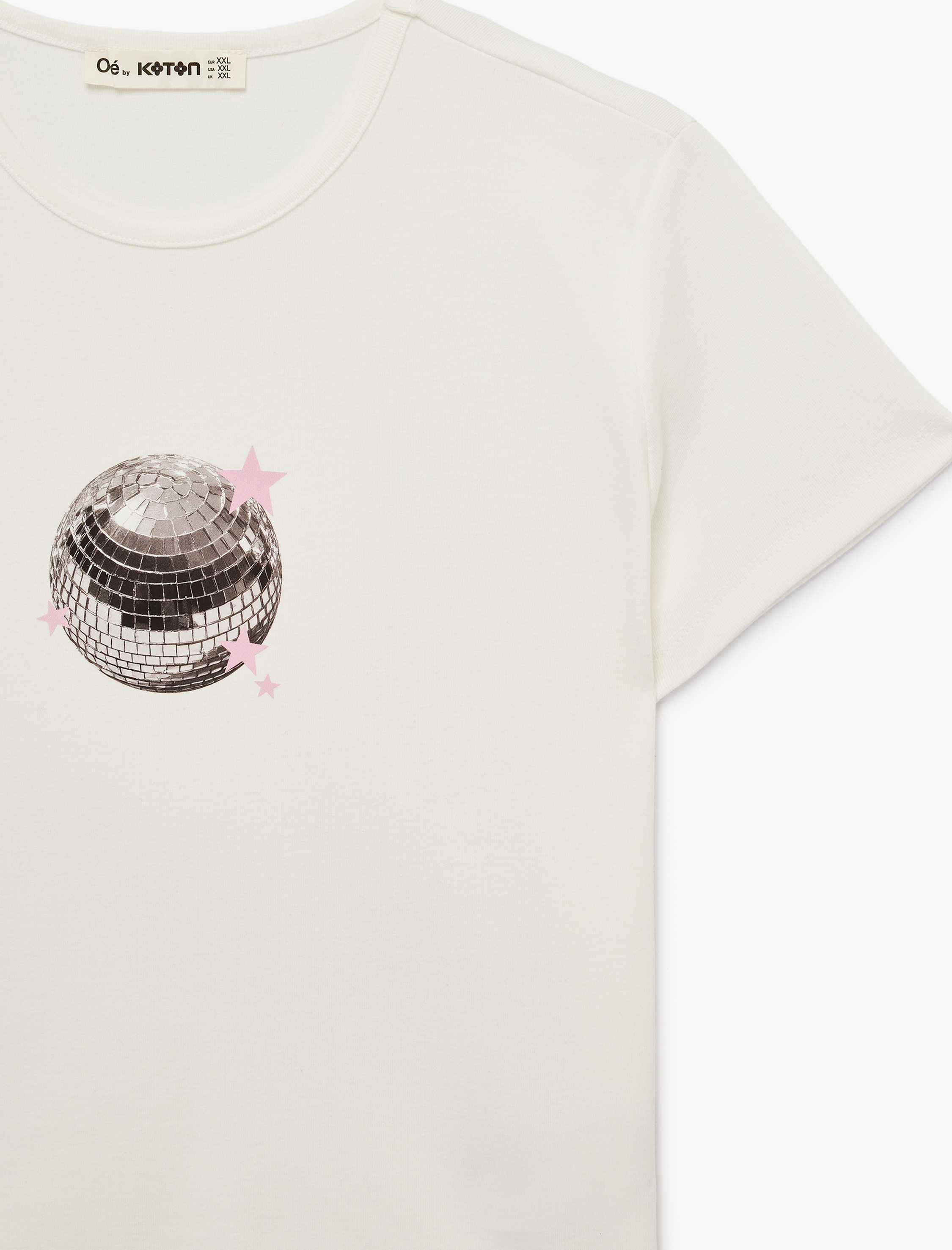   Slim Fit Kısa Kollu Bisiklet Yaka Pamuklu Payetli Tişört