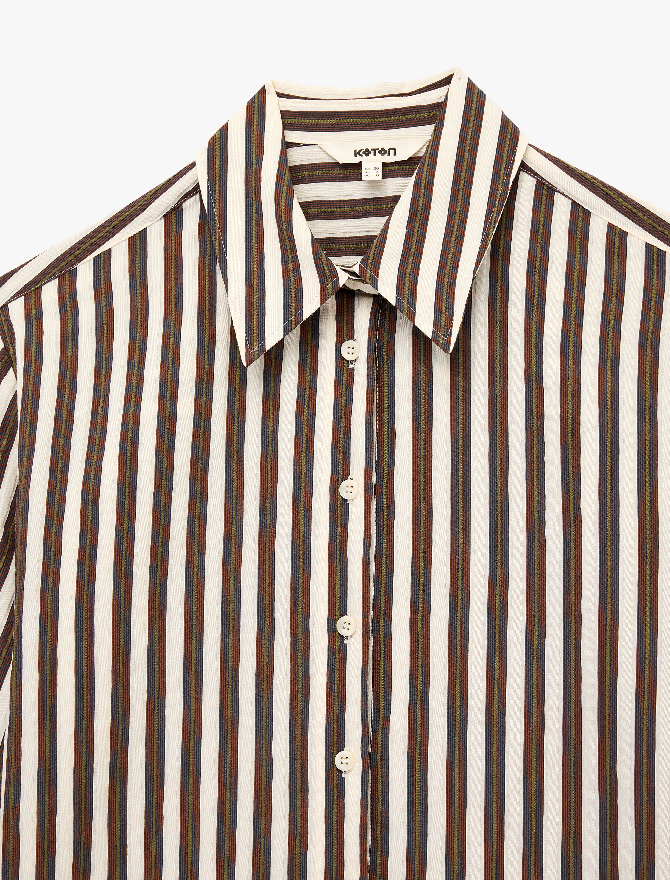   Viskon Kumaş Uzun Kollu Çizgili Oversize Poplin Gömlek