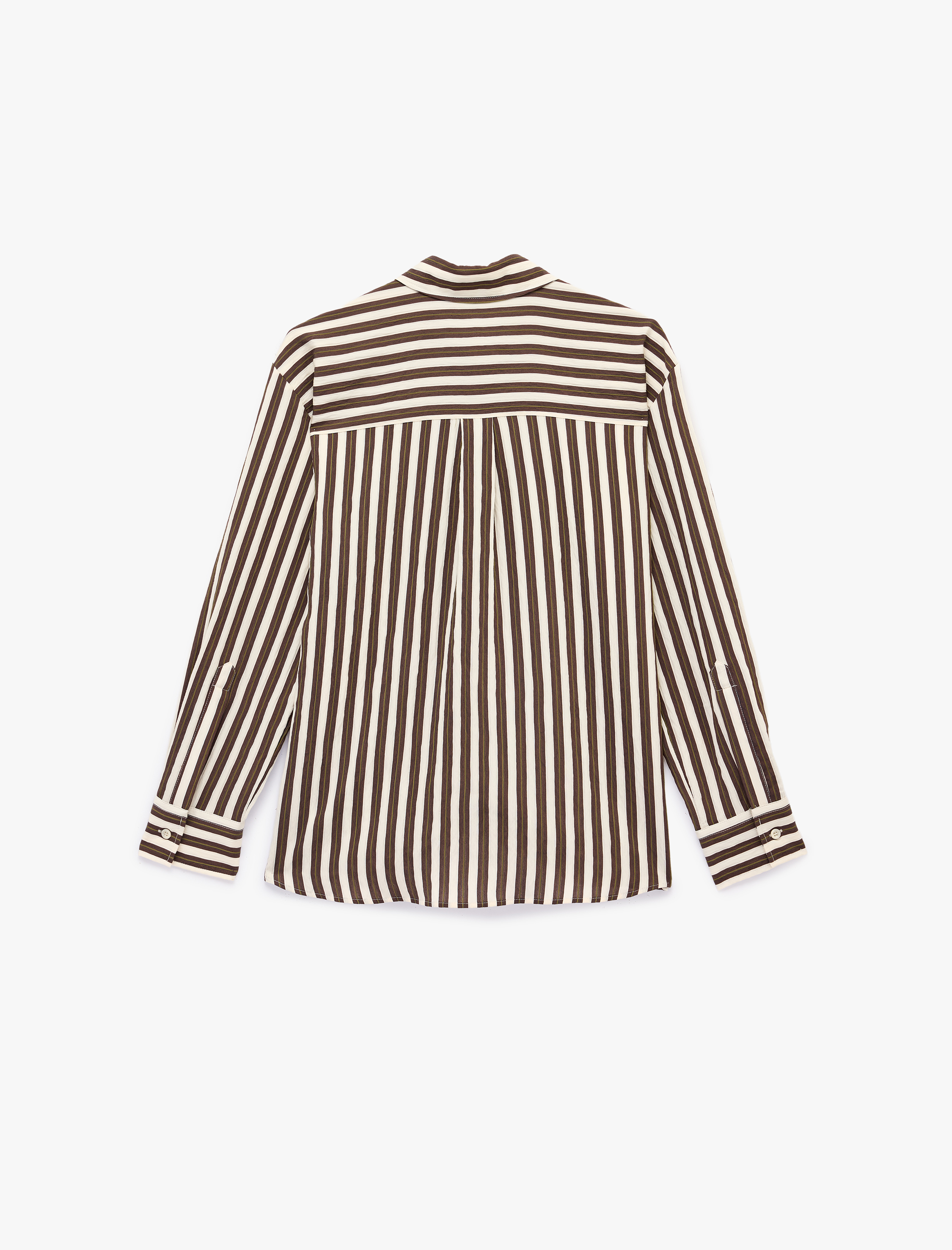   Viskon Kumaş Uzun Kollu Çizgili Oversize Poplin Gömlek