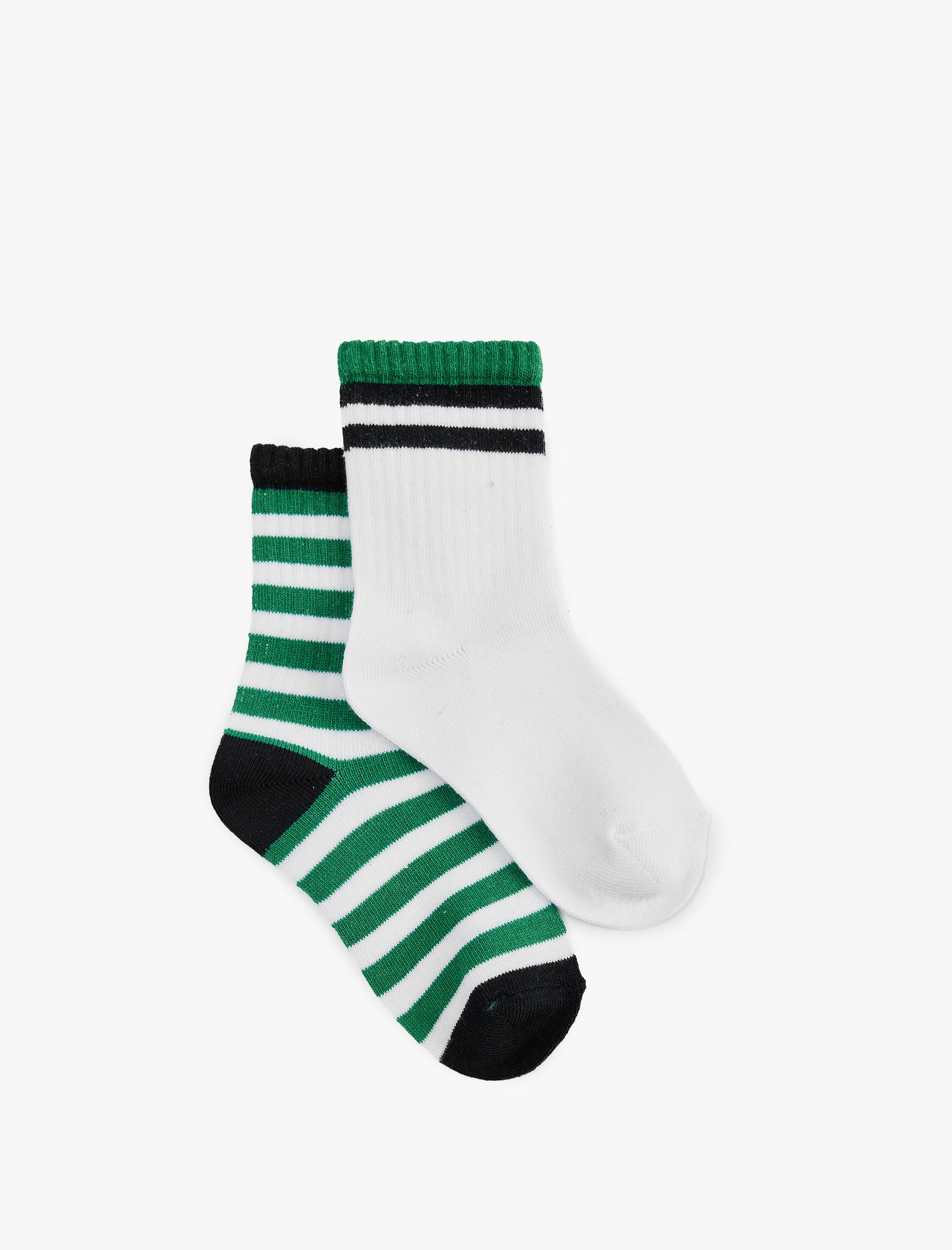  Erkek Çocuk Pamuklu 2'li Çizgili Çorap Seti
