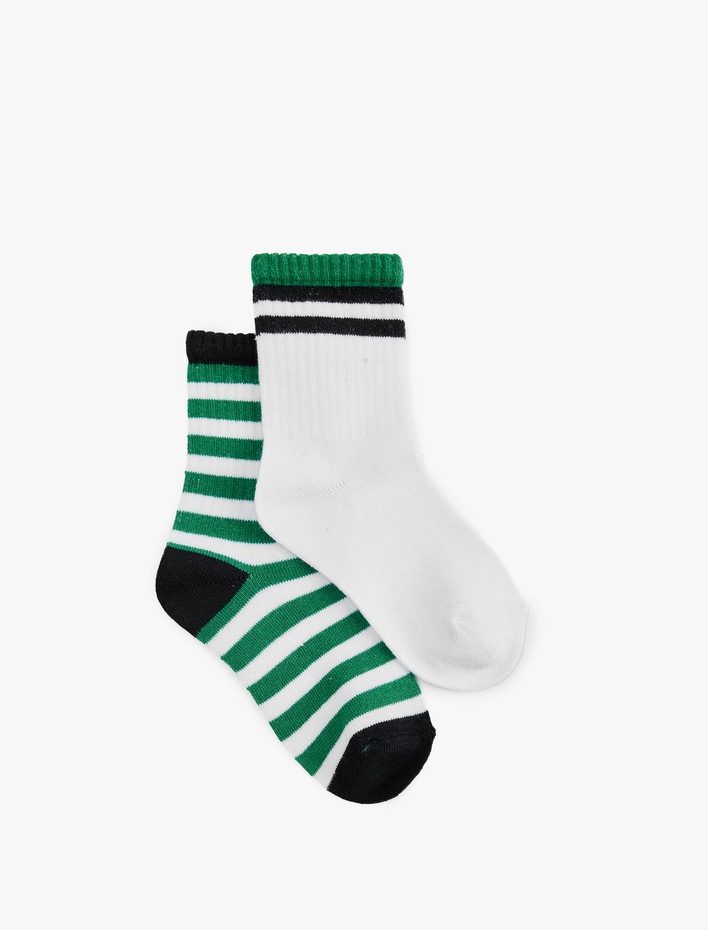 Erkek Çocuk Pamuklu 2'li Çizgili Çorap Seti