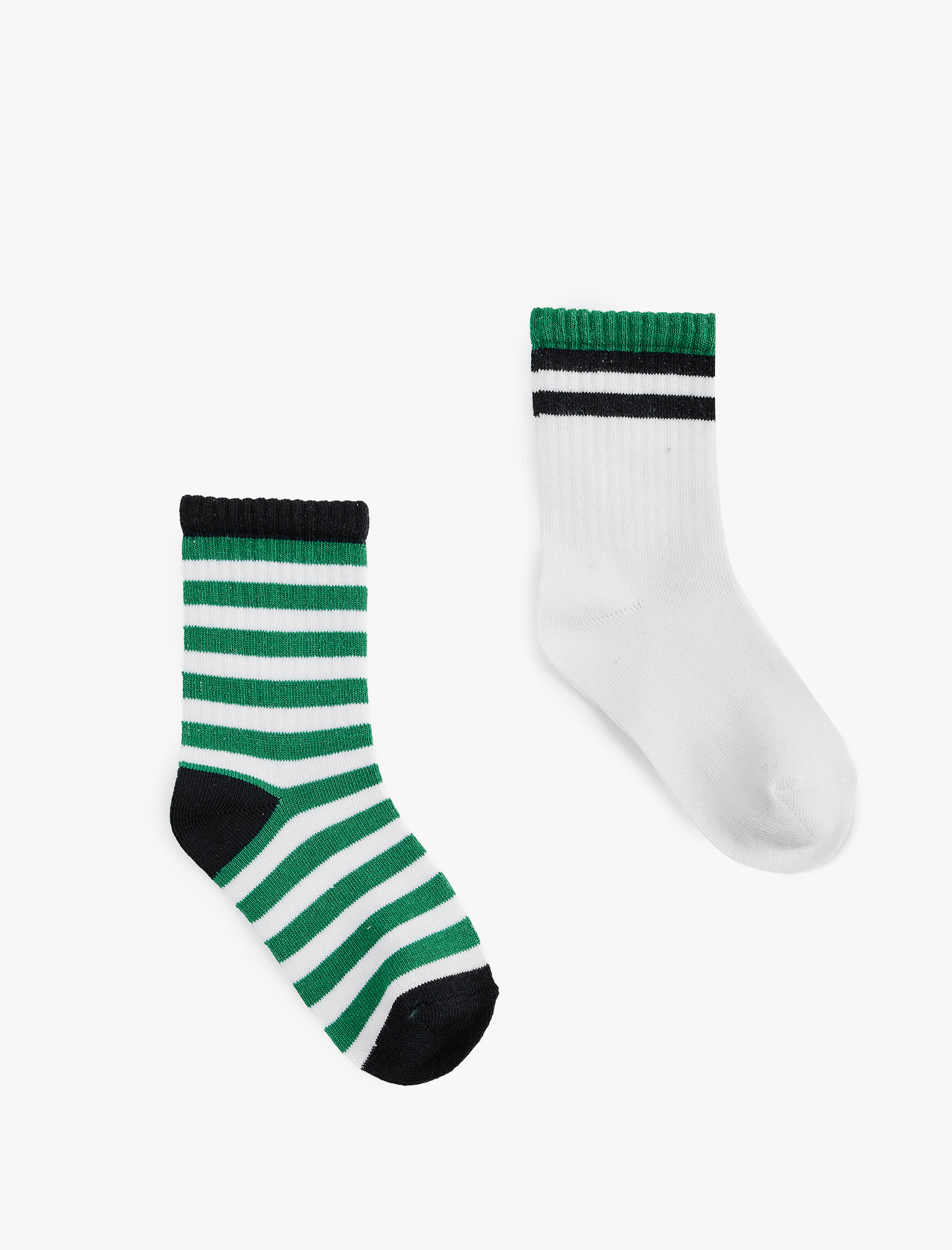  Erkek Çocuk Pamuklu 2'li Çizgili Çorap Seti