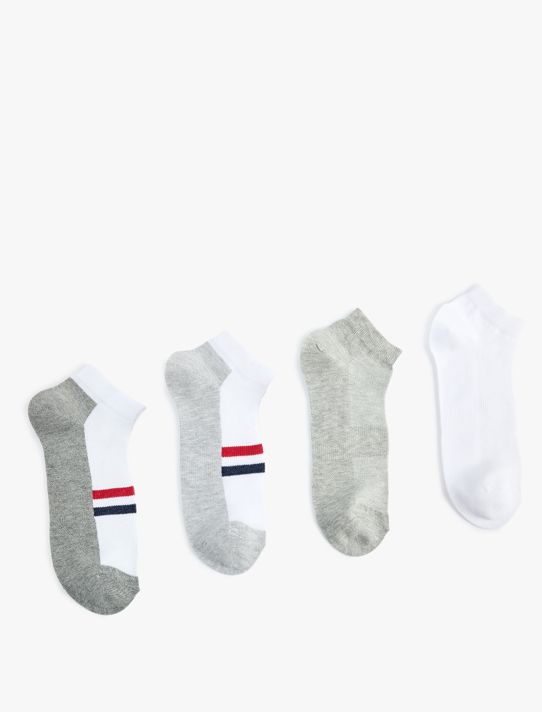  Erkek Pamuklu Çizgili 4'lü Patik Çorap Seti