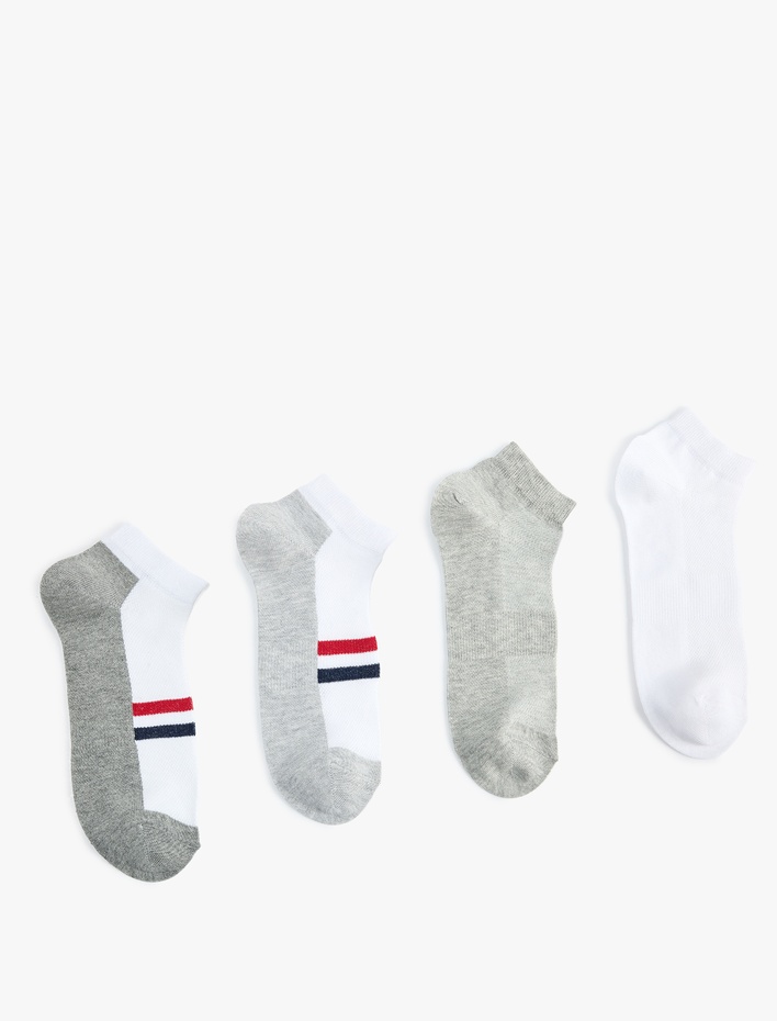 Erkek Pamuklu Çizgili 4'lü Patik Çorap Seti
