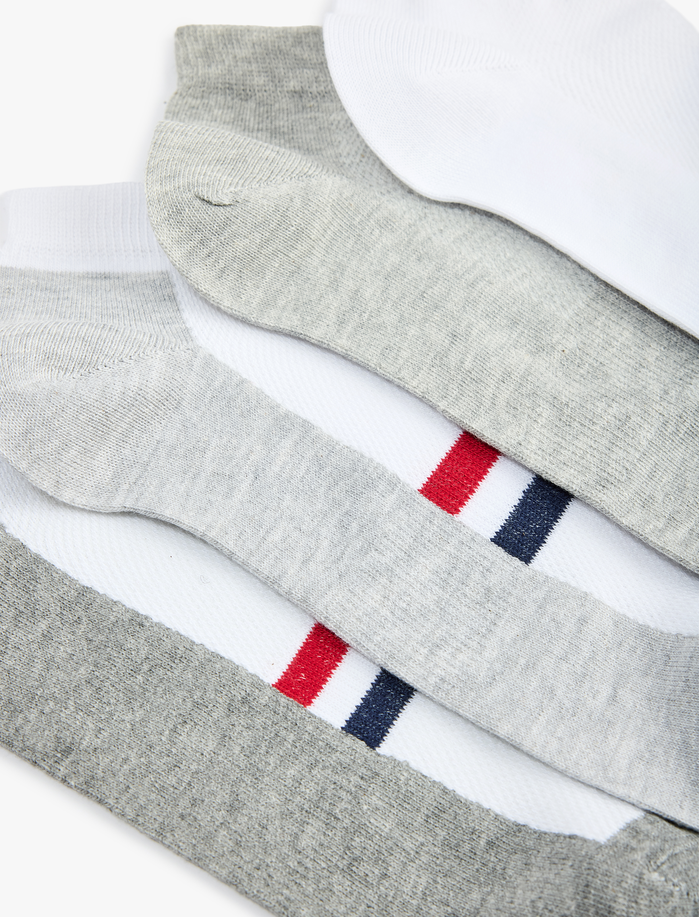  Erkek Pamuklu Çizgili 4'lü Patik Çorap Seti