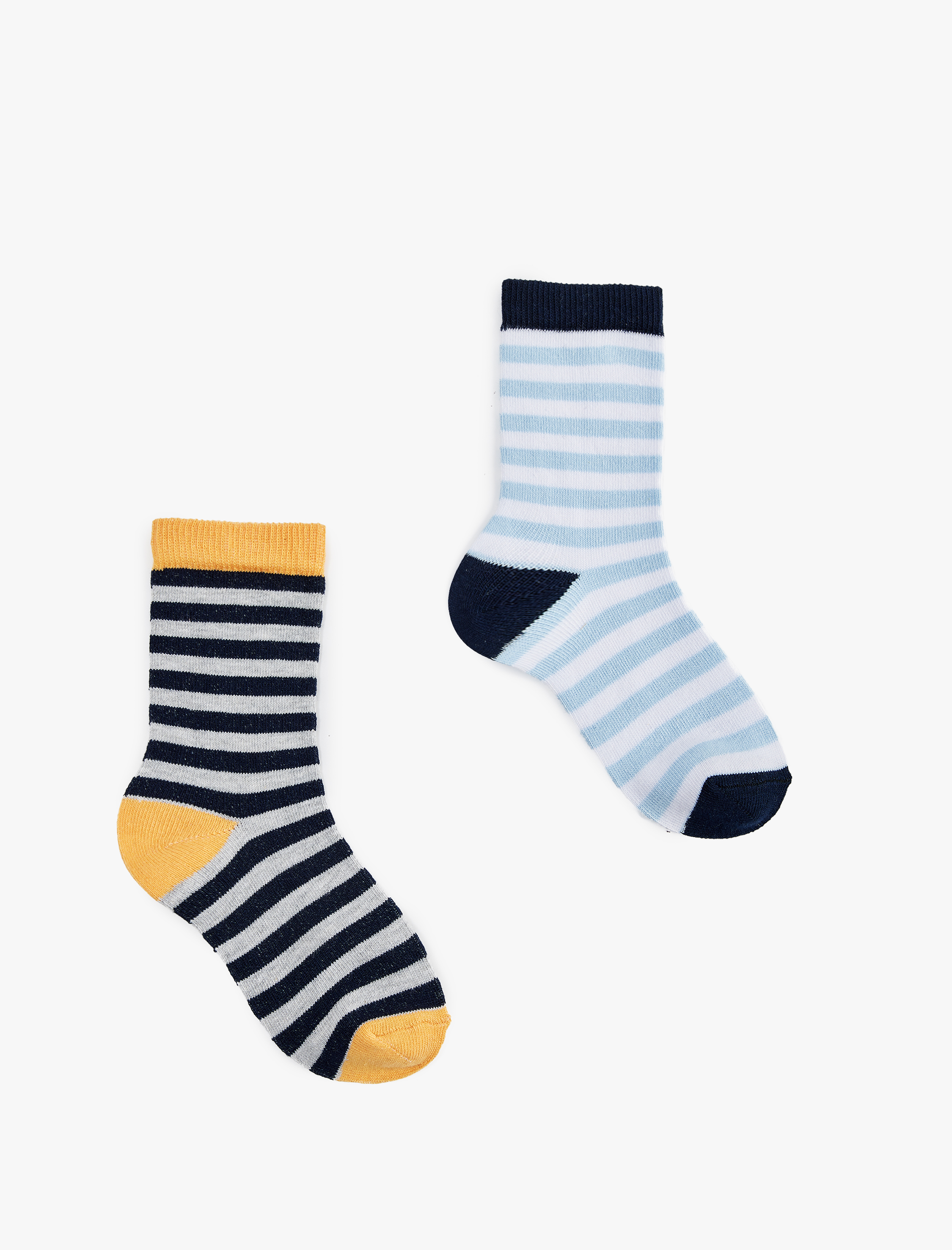  Erkek Çocuk Pamuklu Çizgili 2'li Çorap Seti