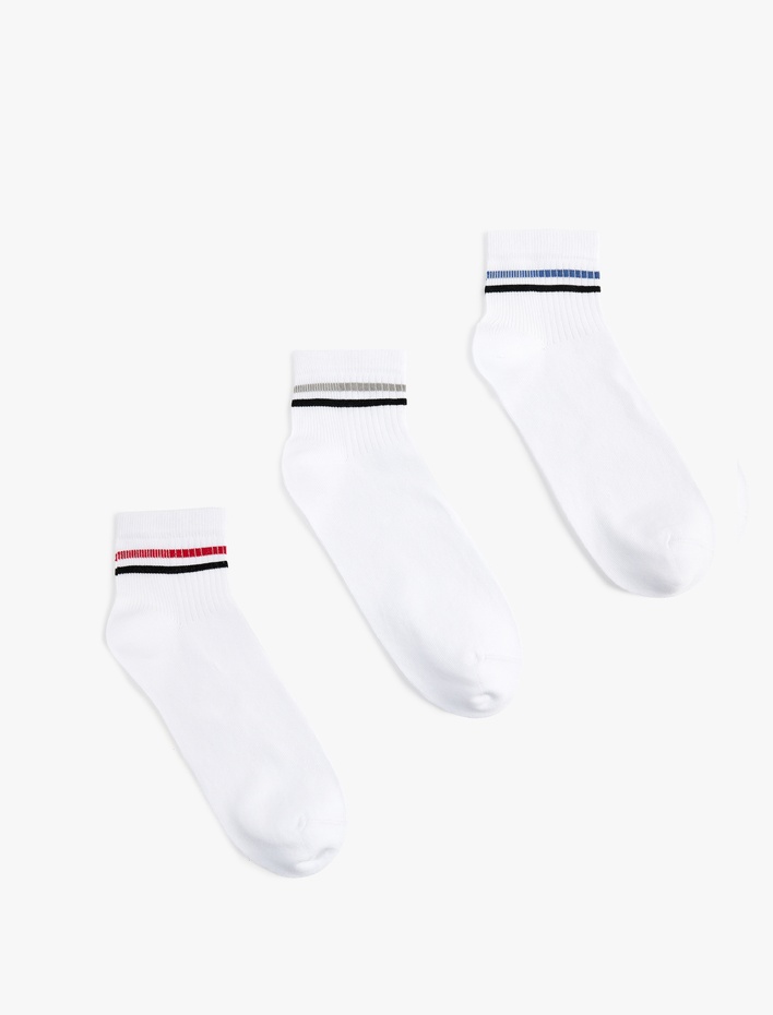 Erkek Çizgili Pamuklu 3'lü Patik Çorap Seti