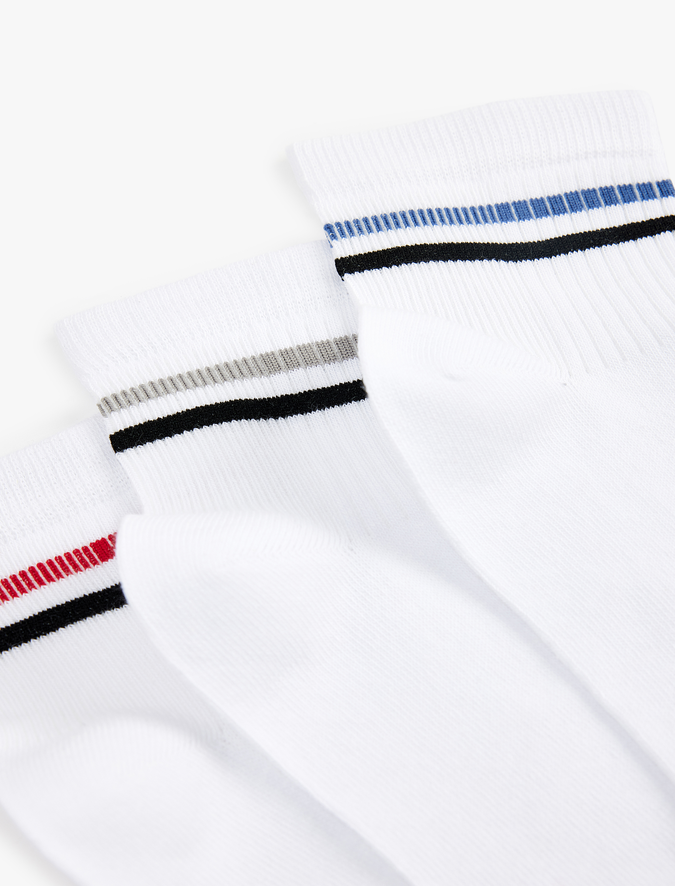  Erkek Çizgili Pamuklu 3'lü Patik Çorap Seti