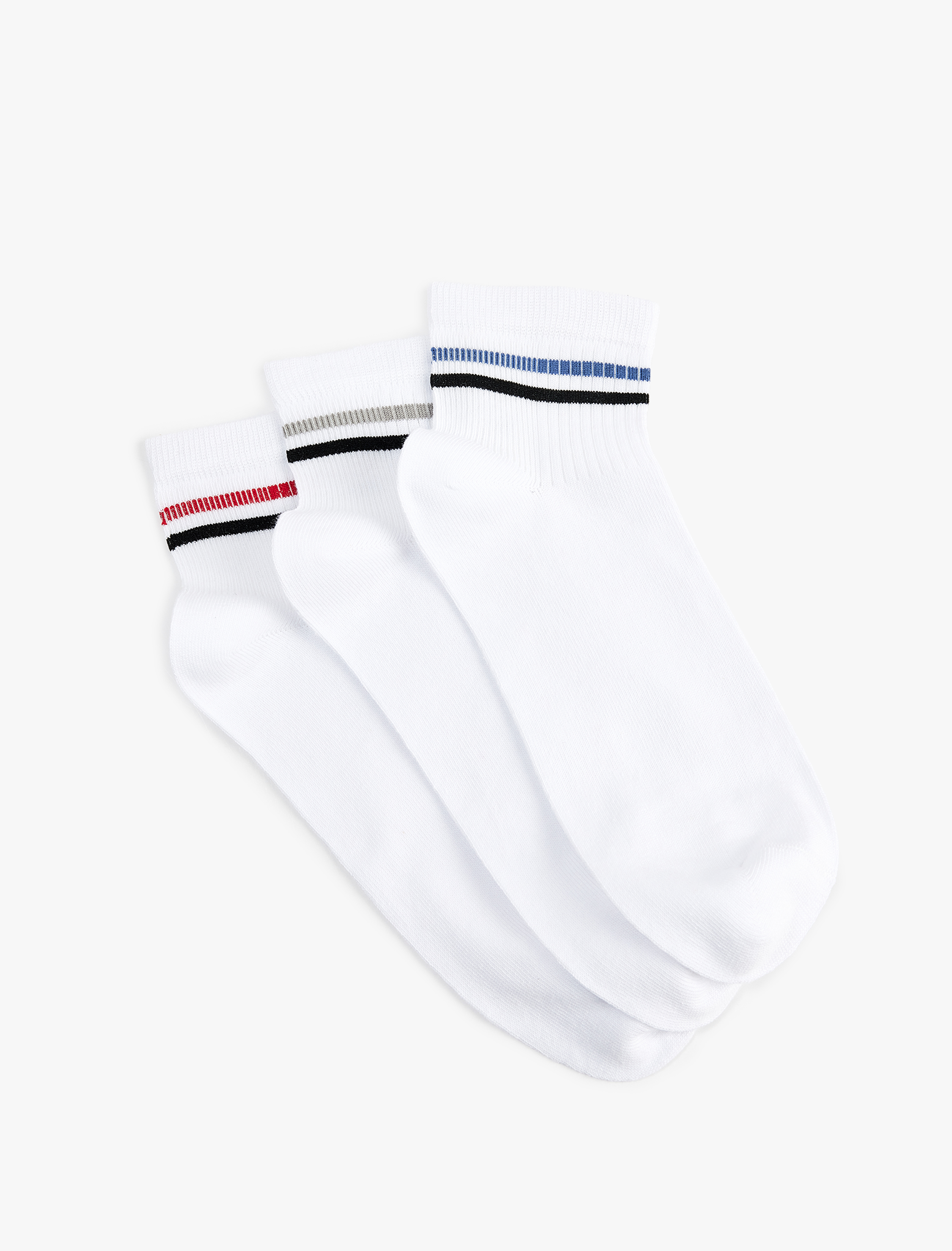  Erkek Çizgili Pamuklu 3'lü Patik Çorap Seti