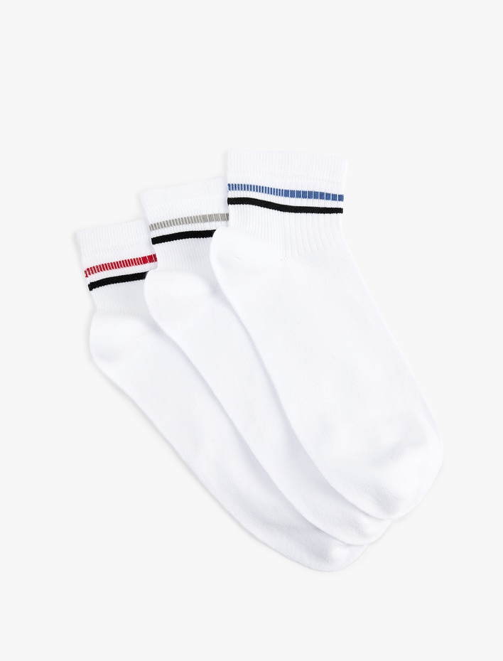 Erkek Çizgili Pamuklu 3'lü Patik Çorap Seti