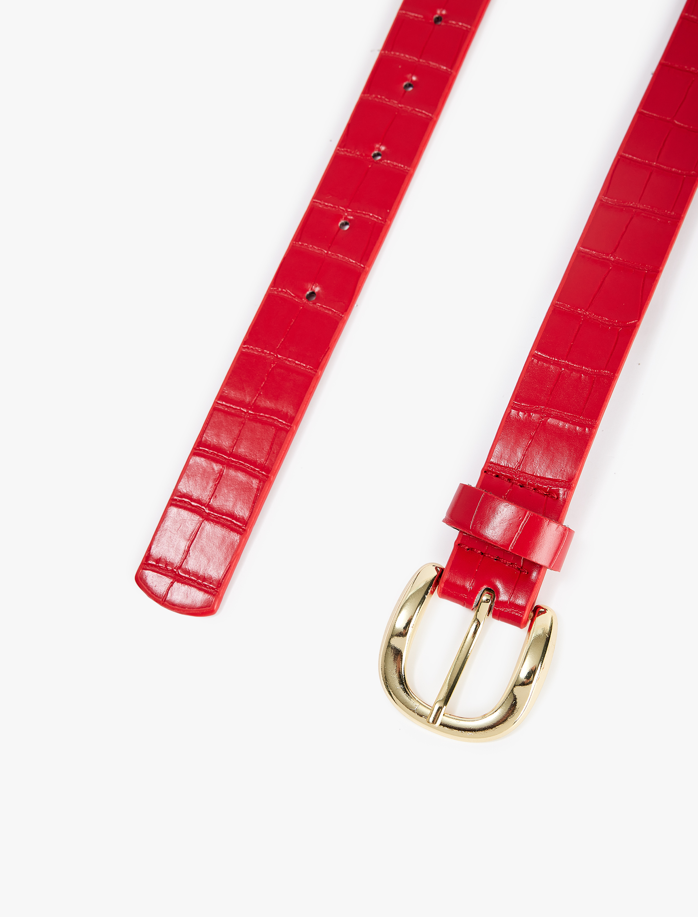  Kadın Metal Tokalı Kroko Deri Görünümlü Kemer