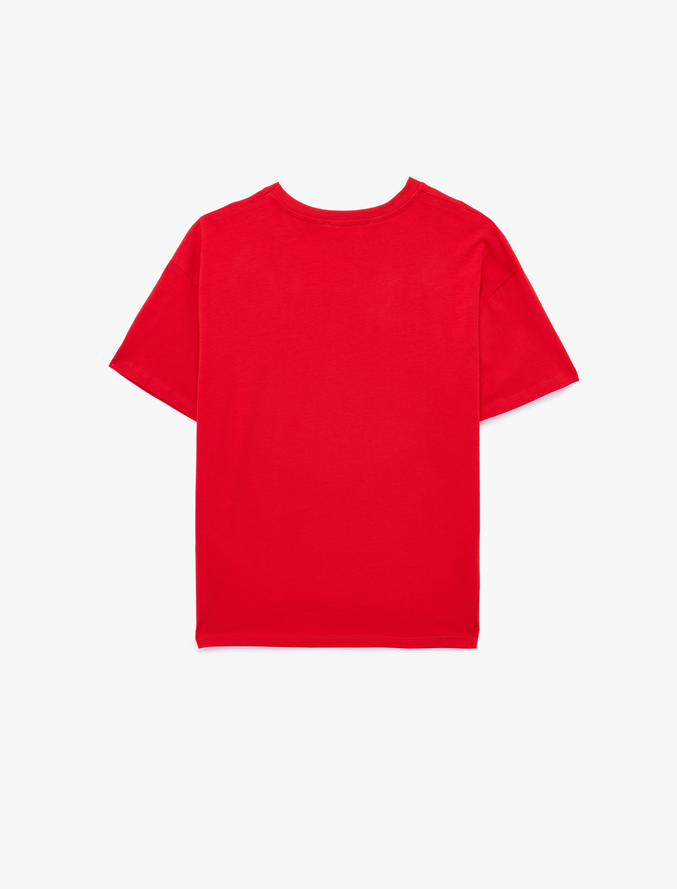   Rahat Kalıp Bisiklet Yaka Kısa Kollu Baskılı Pamuklu Tişört