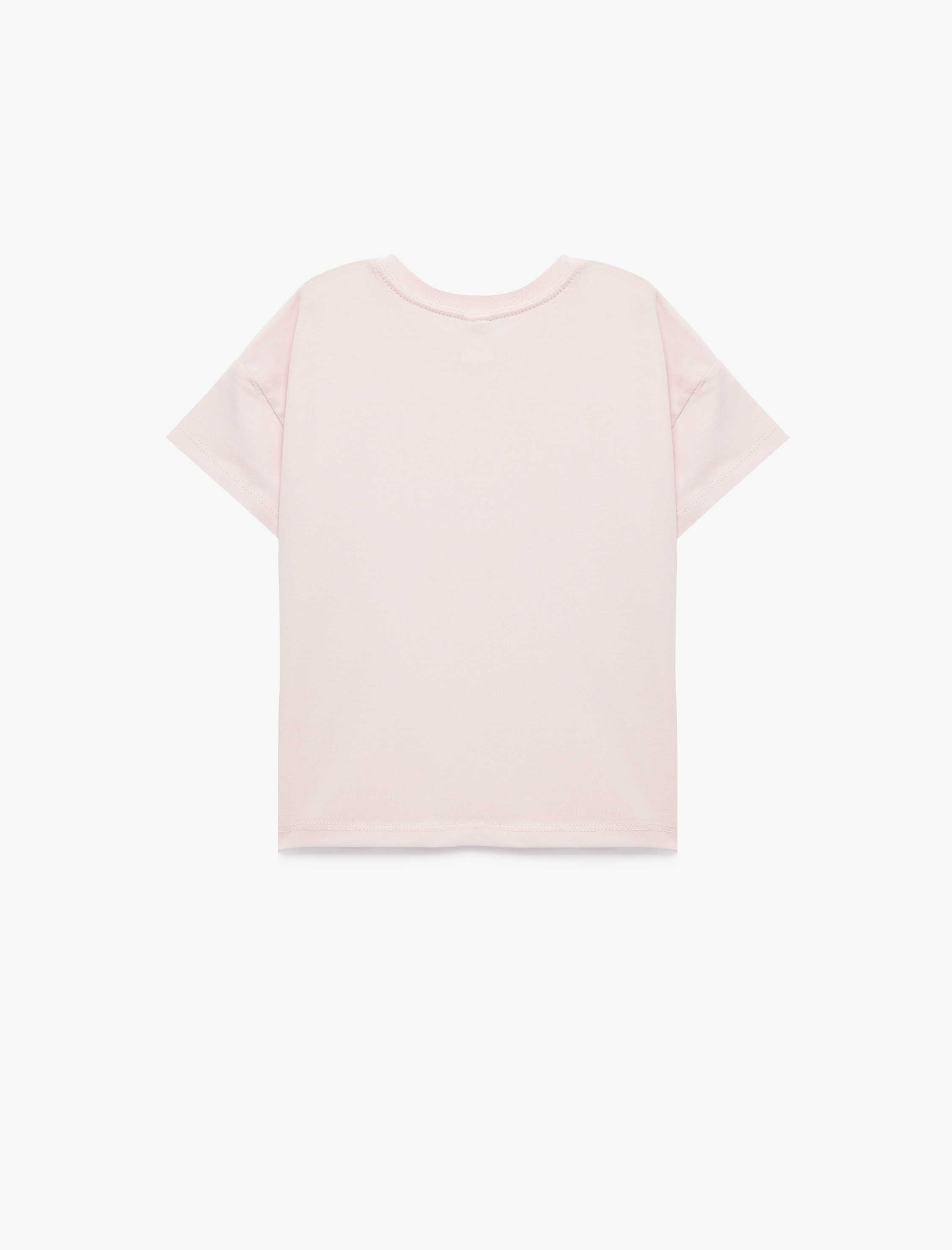  Kız Bebek Çiçek Baskılı Kısa Kollu Bisiklet Yaka Pamuklu Tişört