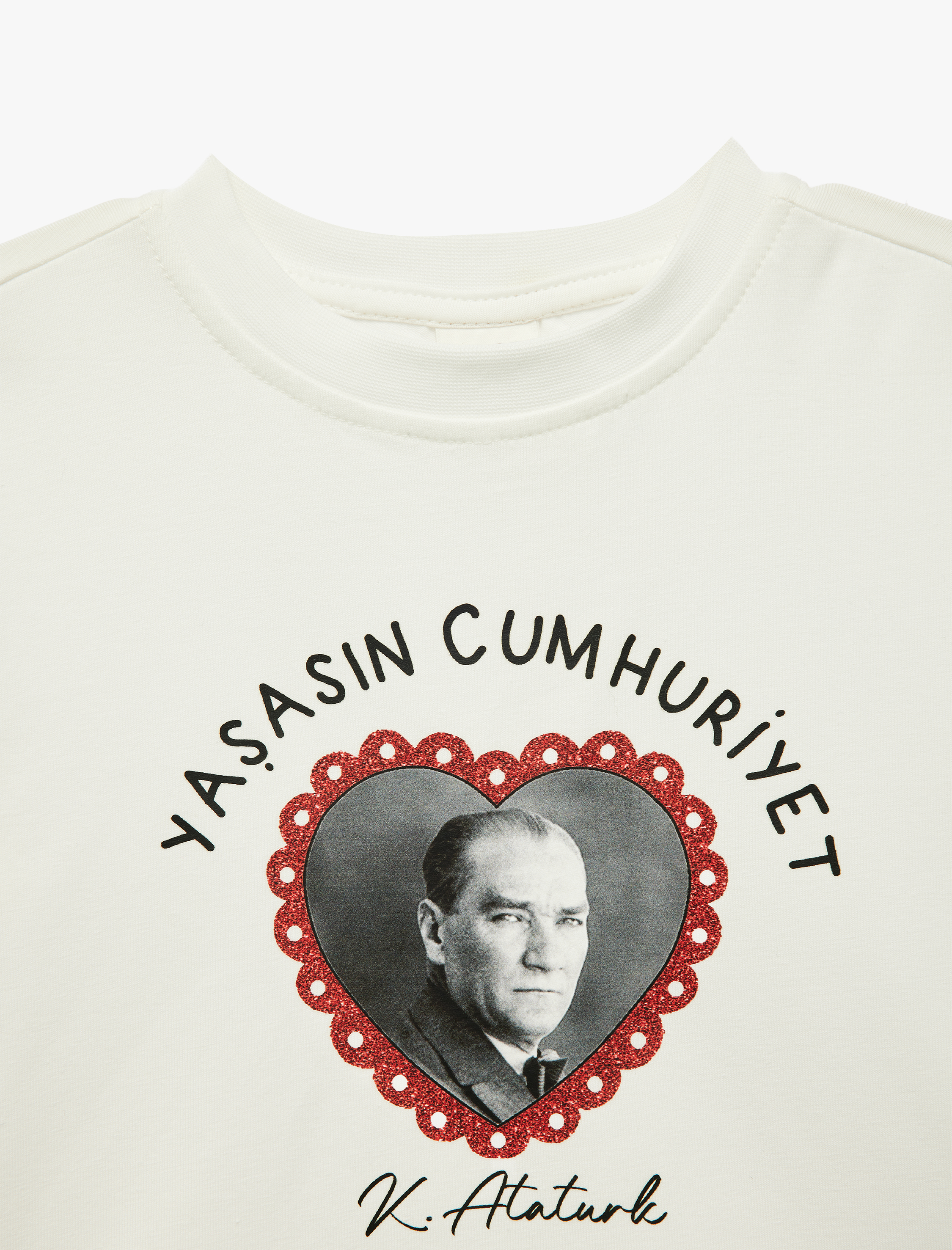  Kız Bebek Pamuklu Kısa Kollu Bisiklet Yaka Atatürk Baskılı Tişört