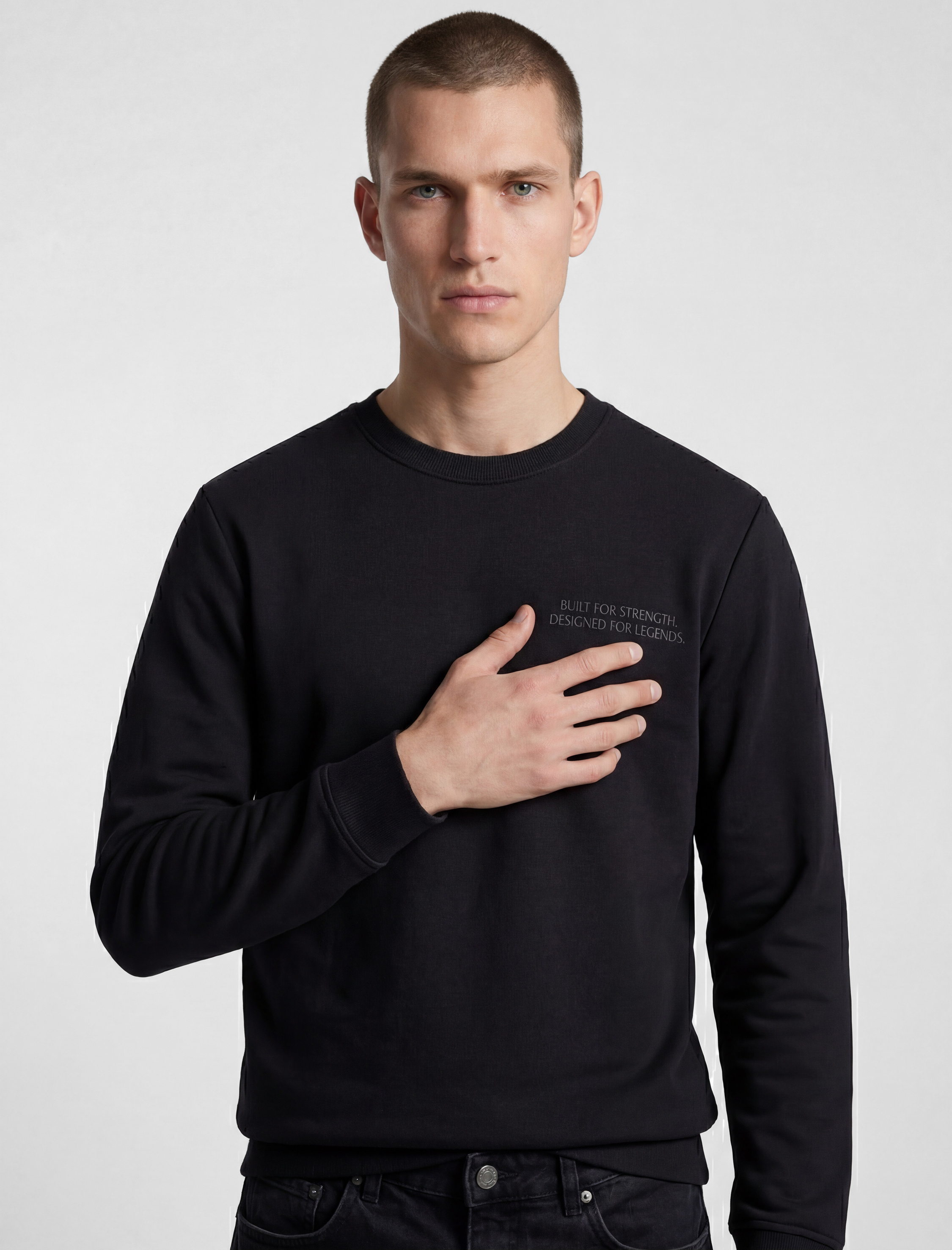   Uzun Kollu Bisiklet Yaka Pamuklu Baskılı Sweatshirt