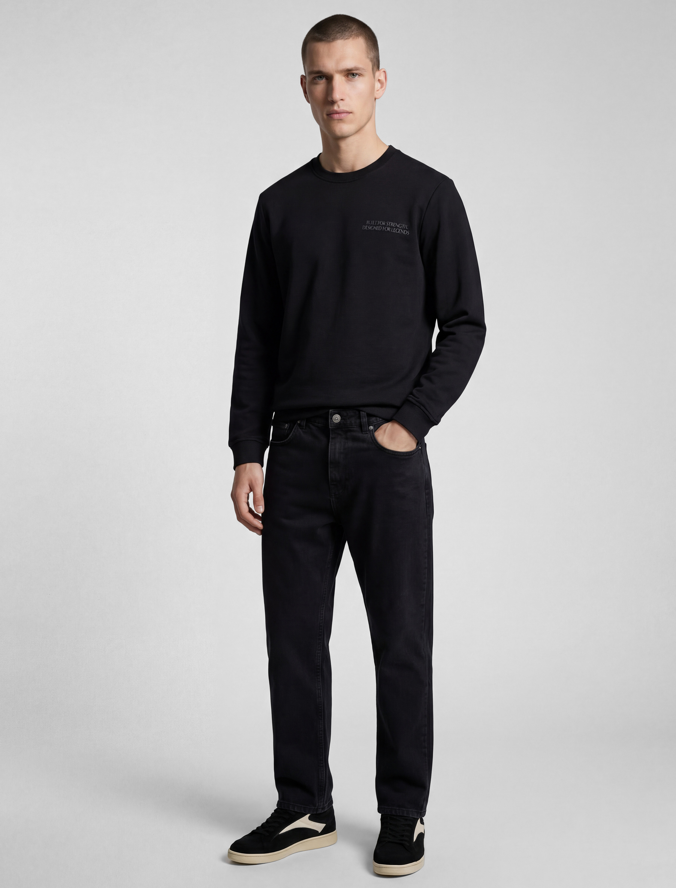   Uzun Kollu Bisiklet Yaka Pamuklu Baskılı Sweatshirt