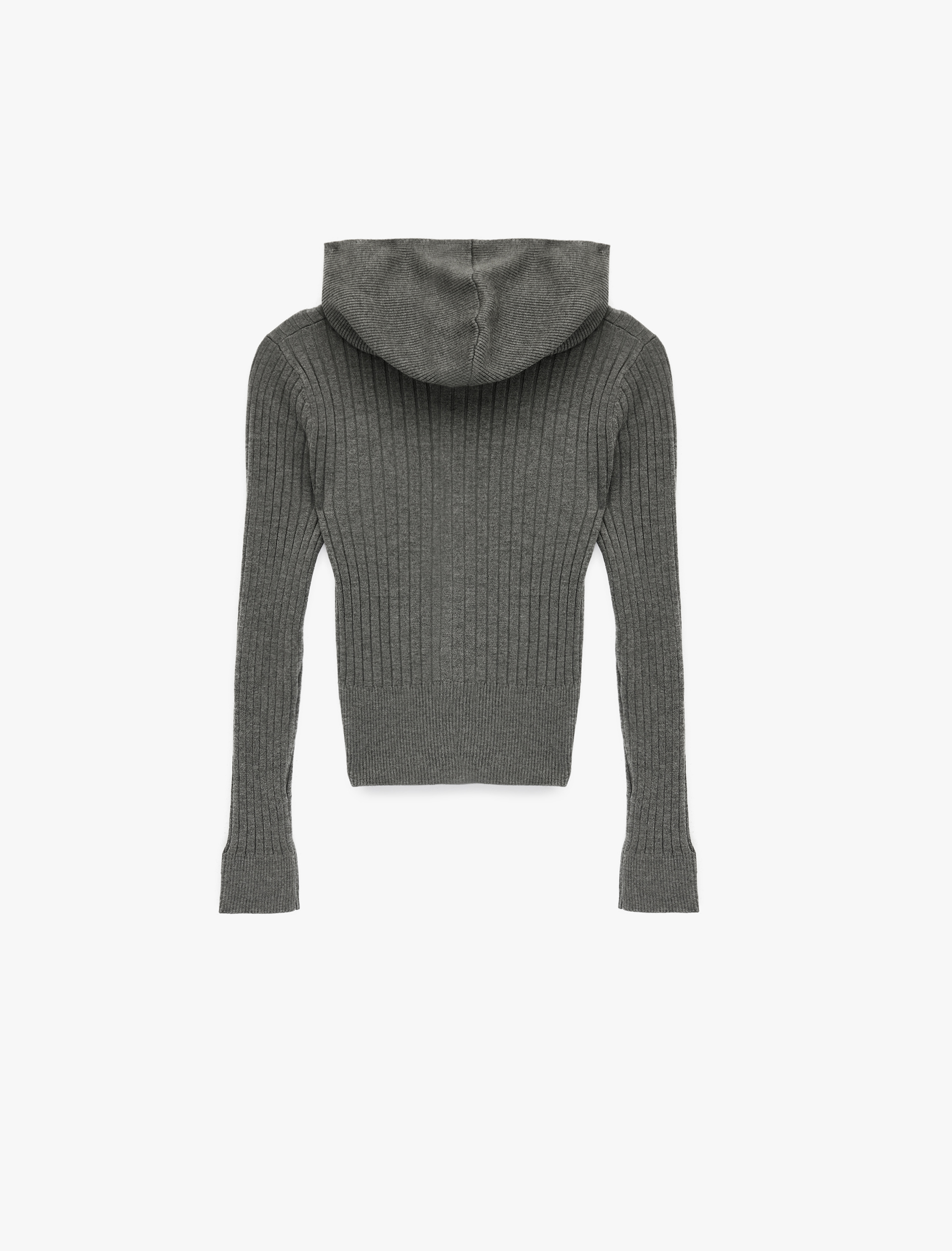   Fermuarlı Kapüşonlu Uzun Kollu Slim Fit Viskon Hırka