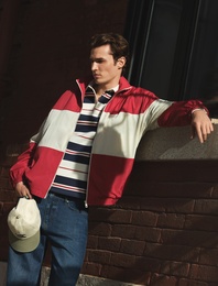 Uzun Kollu Üç İplik Şardonlu Çizgili Düğmeli Polo Yaka Sweatshirt