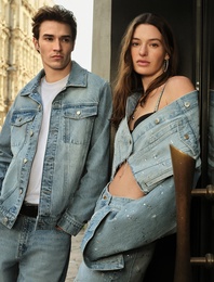 Rahat Kalıp Düğmeli Cepli Taşlı Denim Pantolon - Baggy Jeans