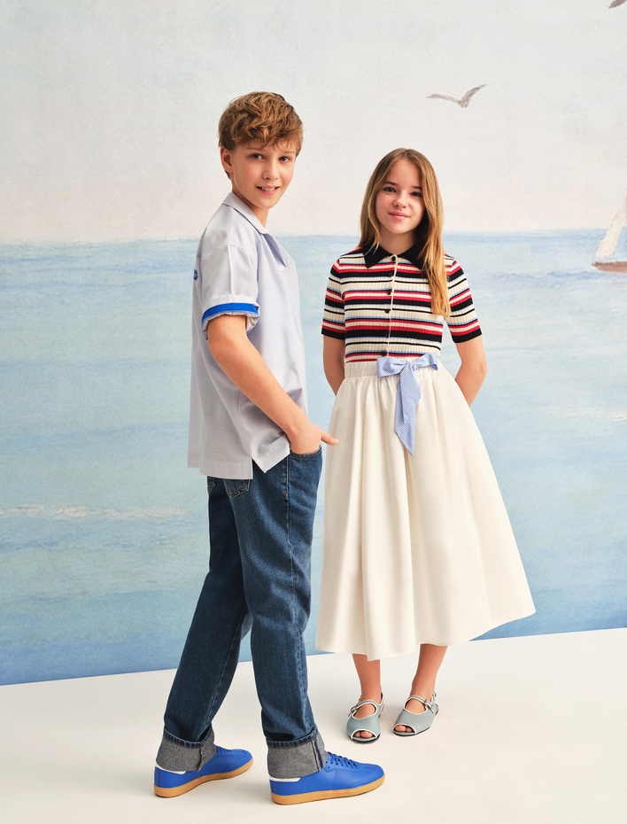 Erkek Çocuk Beli Bağcıklı Rahat Kesim Pamuklu Baggy Jean Pantolon