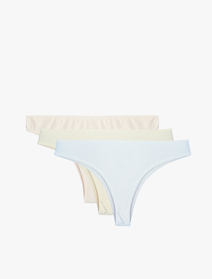  Çiçek Baskılı Pamuklu 3'lü Brazilian Külot Seti