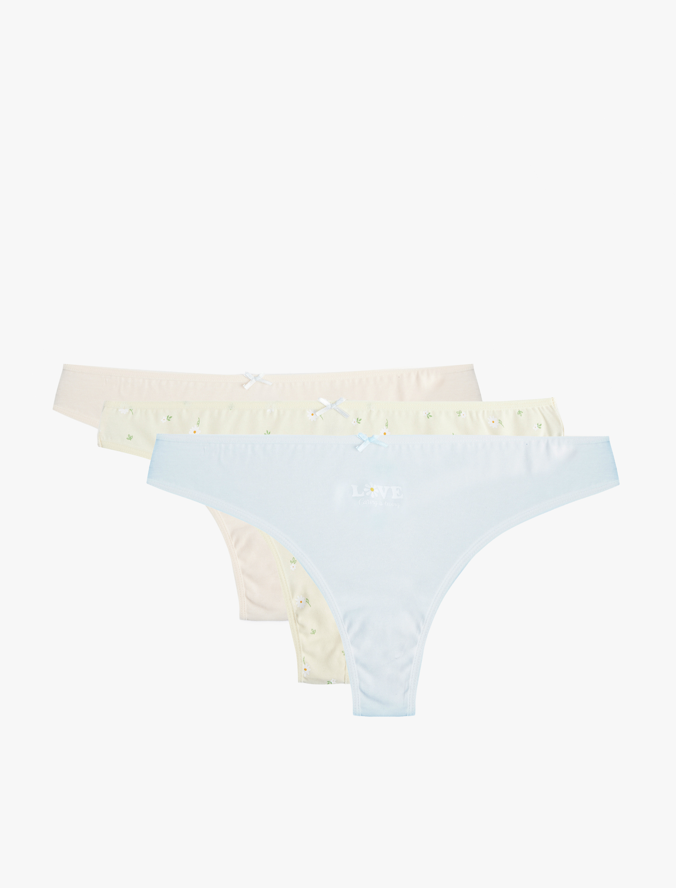   Çiçek Baskılı Pamuklu 3'lü Brazilian Külot Seti