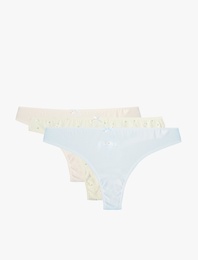 Çiçek Baskılı Pamuklu 3'lü Brazilian Külot Seti