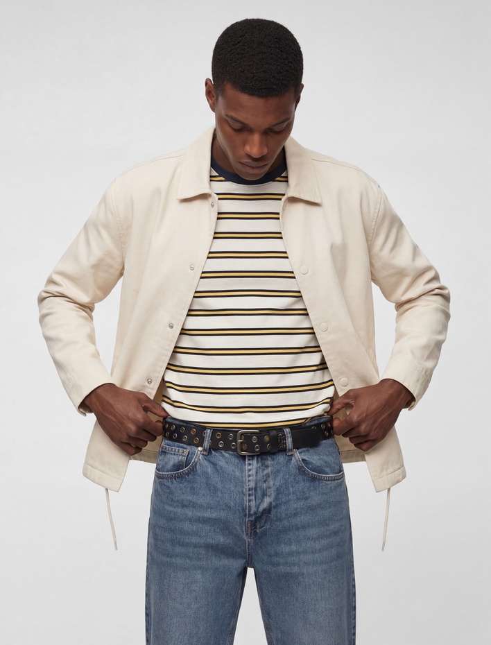 Pamuklu Cepli Uzun Kollu Gömlek Yaka Jean Ceket