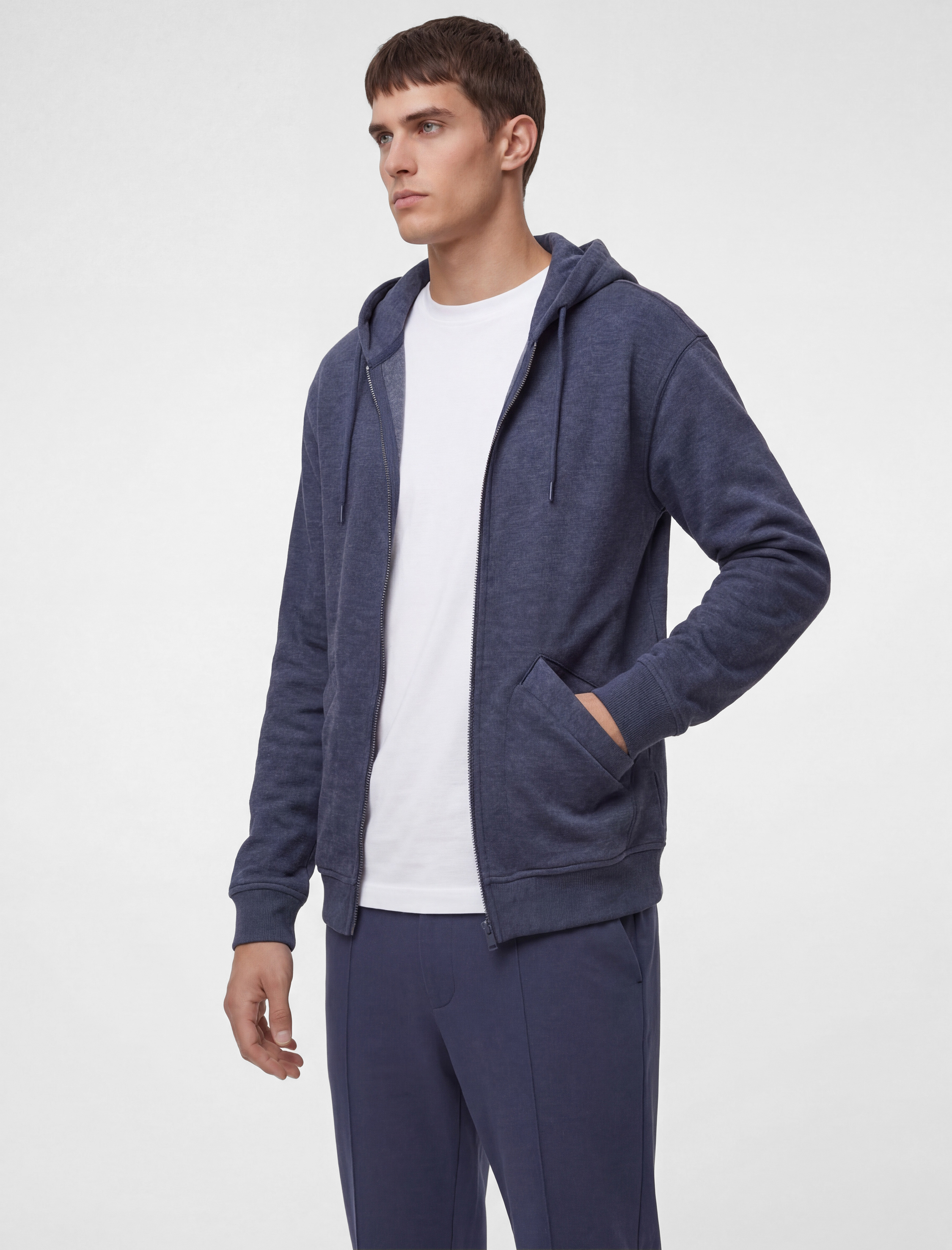   Uzun Kollu Cepli Fermuarlı Kapşonlu Oversize Sweatshirt