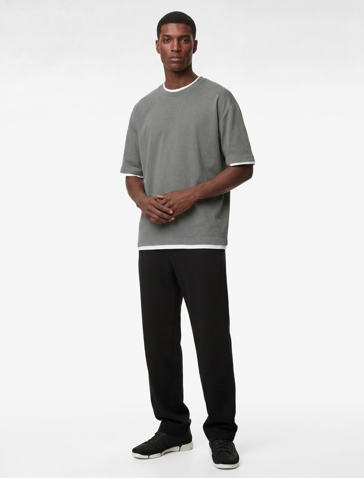  Regular Fit Kısa Kollu Bisiklet Yaka Pamuklu Basic Tişört