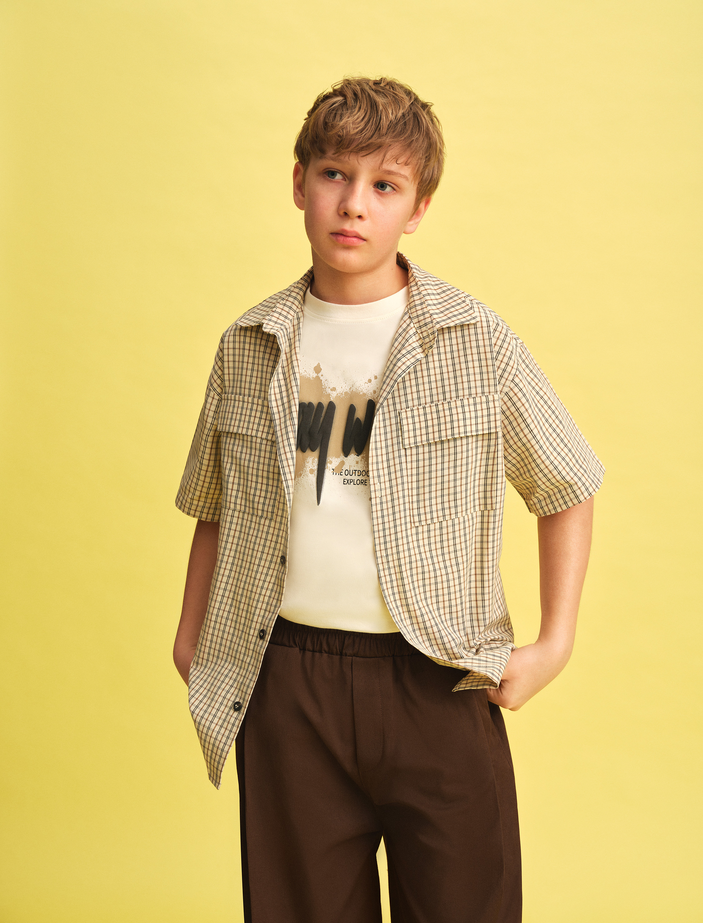  Erkek Çocuk Pamuklu Baskılı Kısa Kollu Bisiklet Yaka Tişört