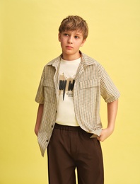 Pamuklu Baskılı Kısa Kollu Bisiklet Yaka Tişört