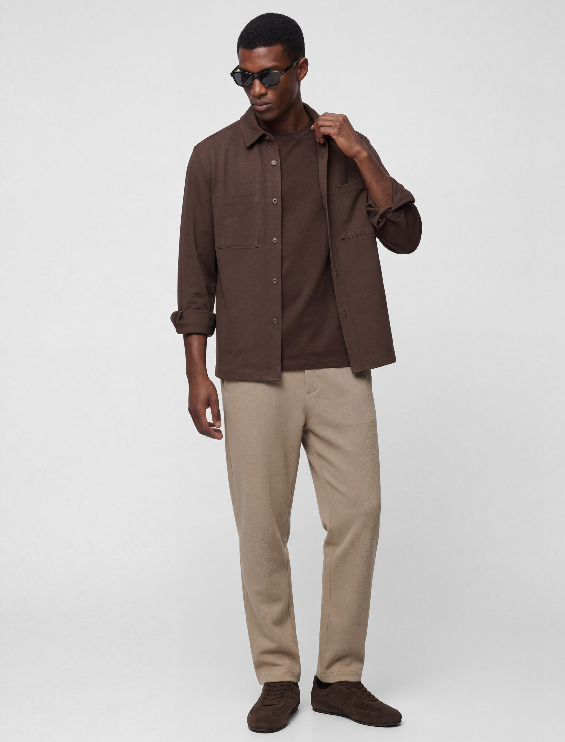   Regular Fit Beli Lastikli Düğmeli Cepli Duble Paça Pantolon