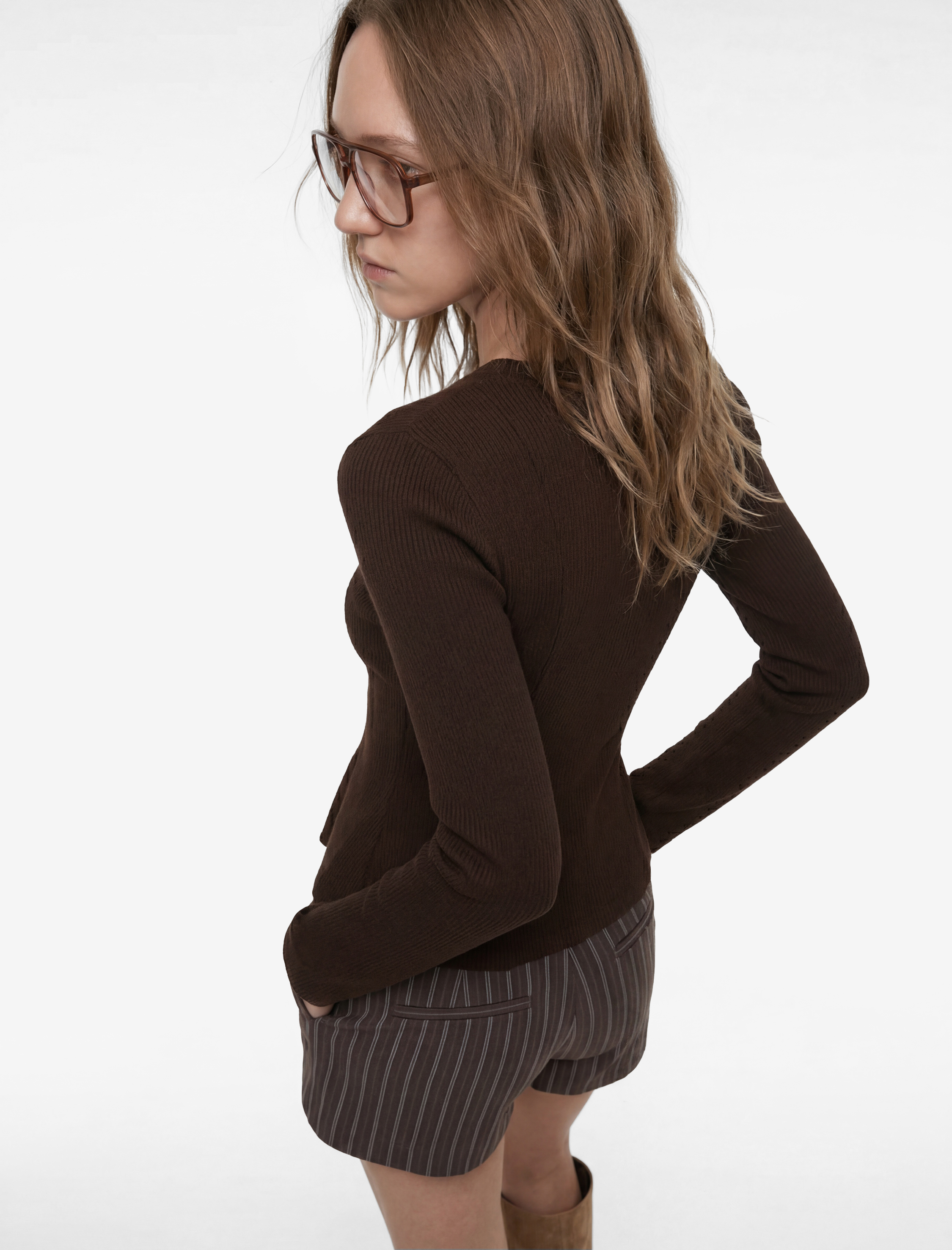   Pamuklu Uzun Kollu Kayık Yaka Slim Fit Peplum Tişört