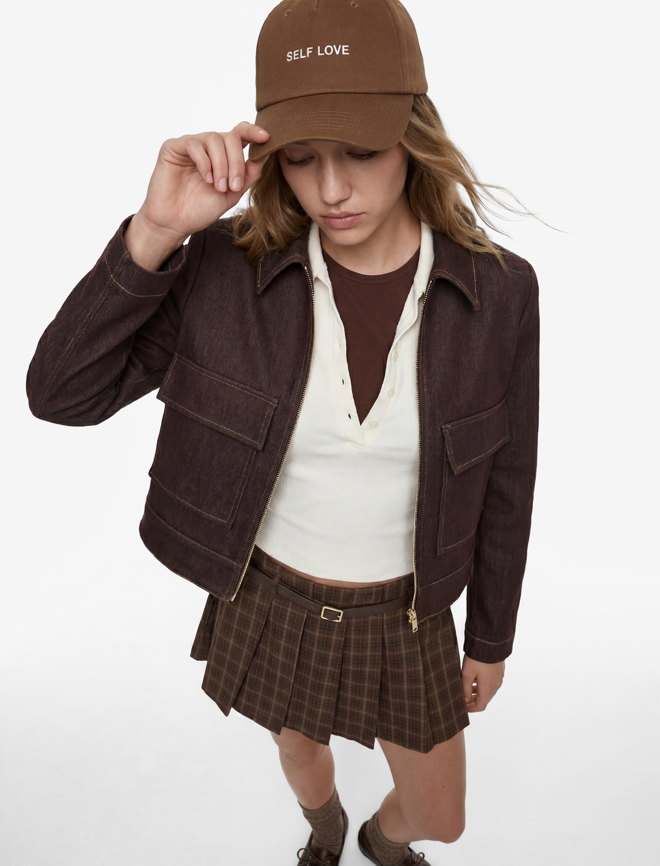   Kısa Kollu Düğmeli Slim Fit Crop Polo Yaka Tişört