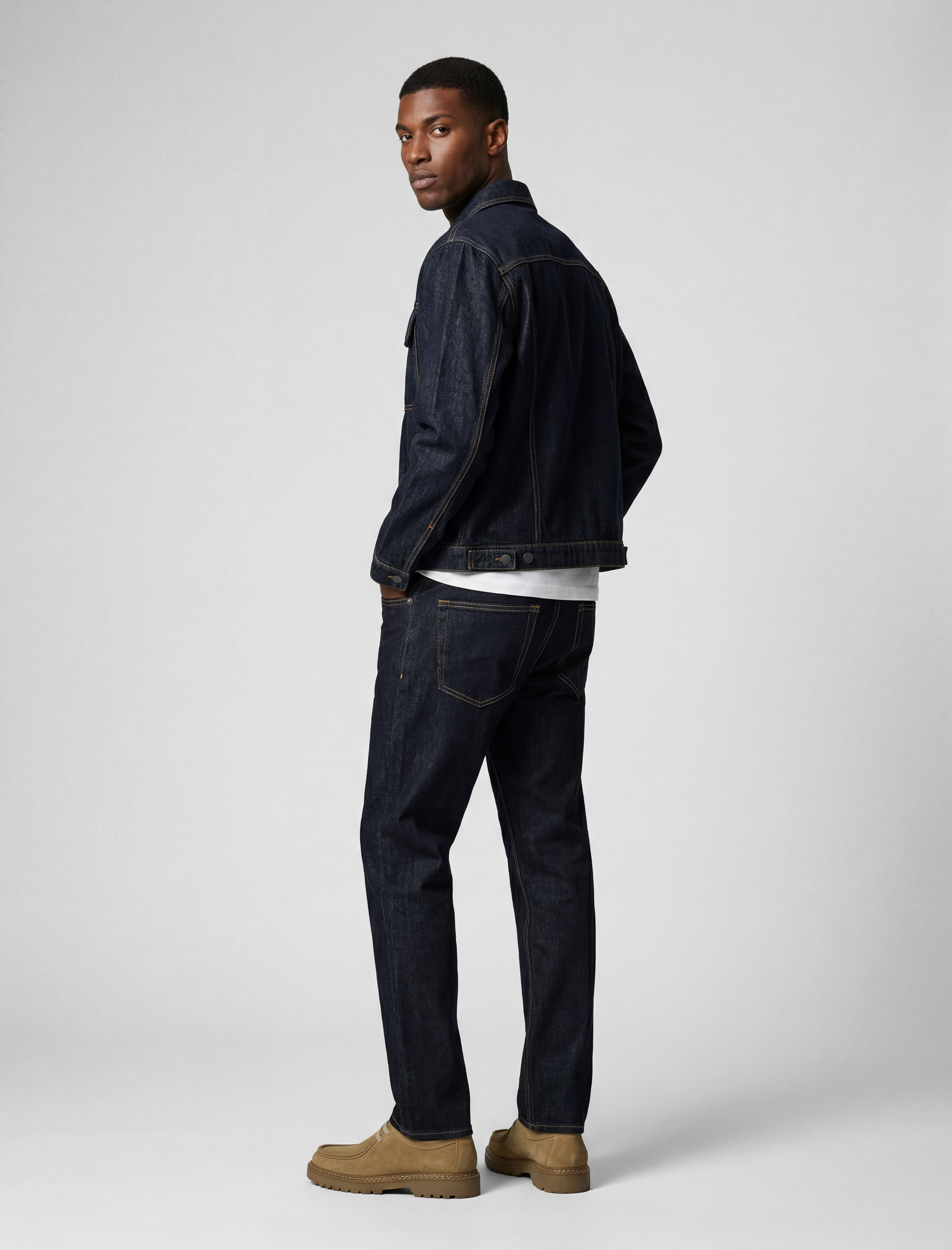   Uzun Kollu Cepli Düğmeli Oversize Jean Gömlek Ceket