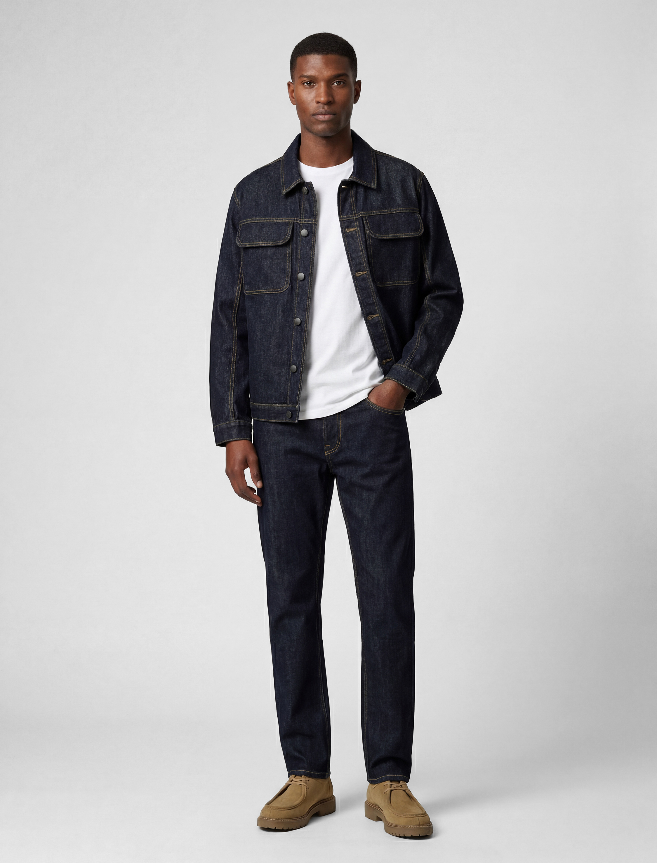   Uzun Kollu Cepli Düğmeli Oversize Jean Gömlek Ceket