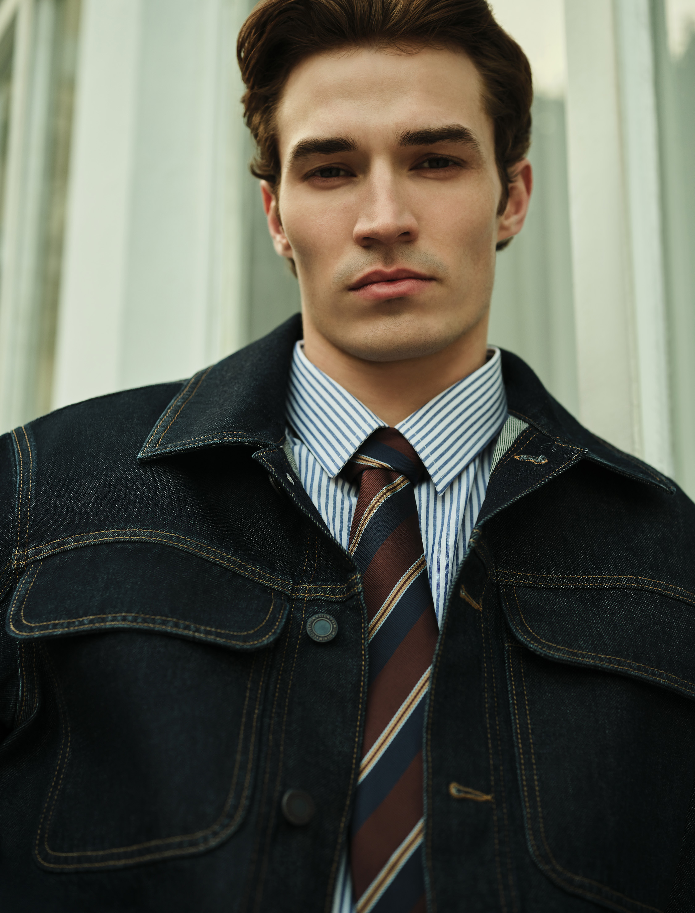   Uzun Kollu Cepli Düğmeli Oversize Jean Gömlek Ceket