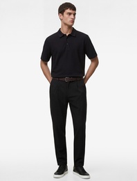 Regular Fit Waffle Dokulu Düğmeli Kısa Kollu Polo Yaka Tişört