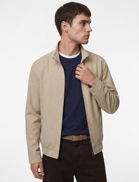 Uzun Kollu Cepli Pamuklu Dik Yaka Kareli Fermuarlı Ceket