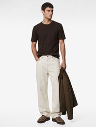 Bisiklet Yaka Viskon Karışımlı Kısa Kollu Basic Slim Fit Tişört