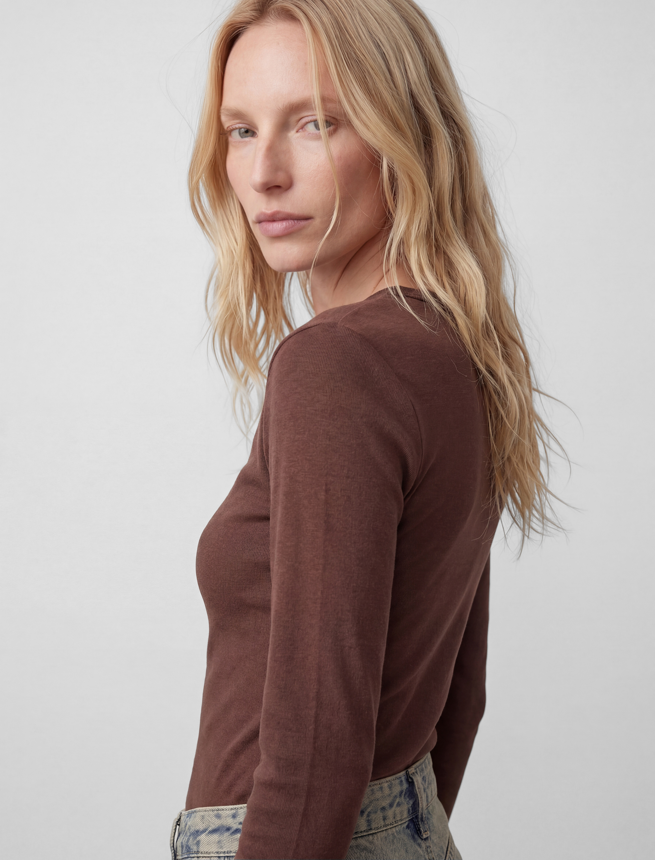   Slim Fit Uzun Kollu Bisiklet Yaka Basic Tişört