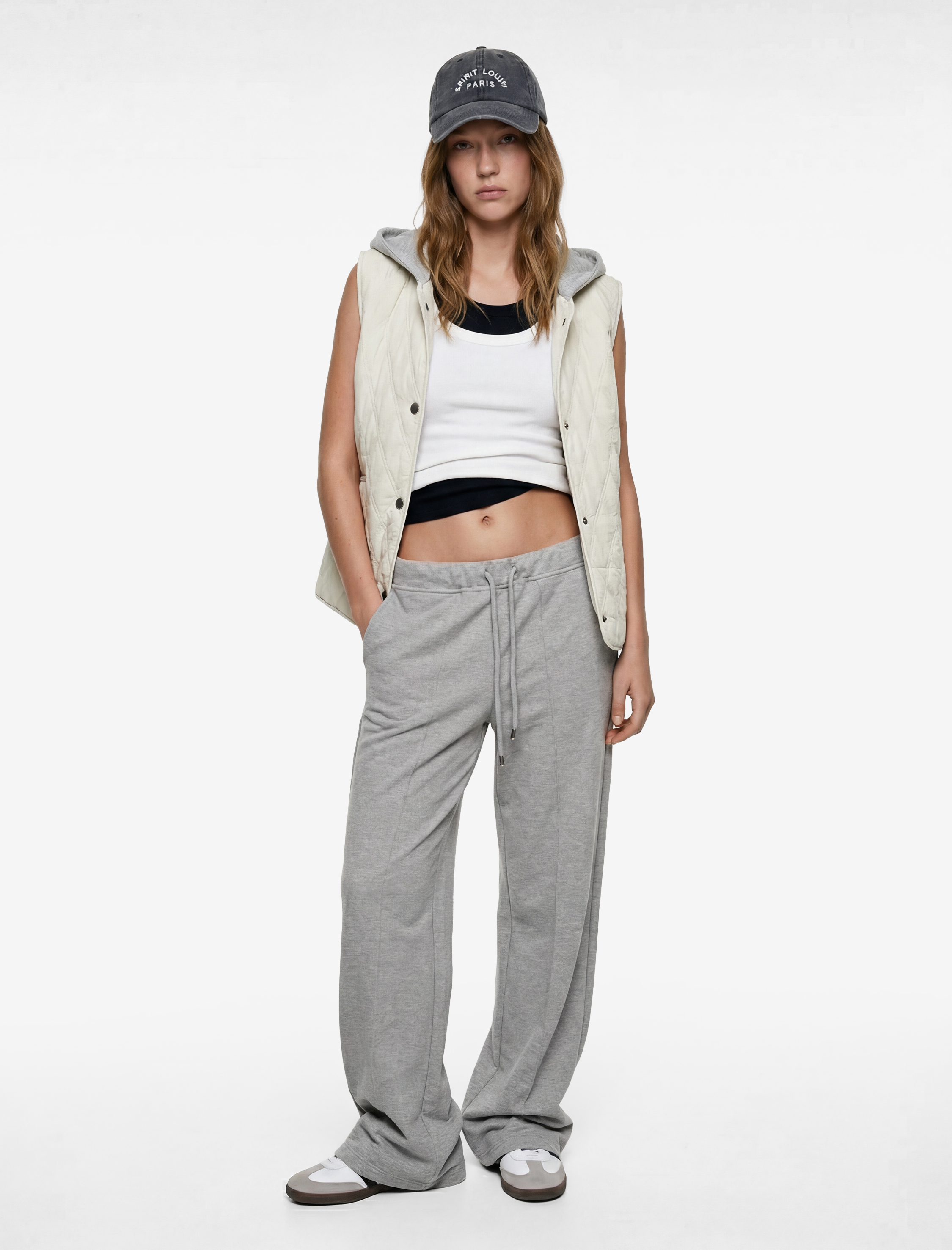   Kapüşonlu Çıt Çıt Düğme Detaylı Kolsuz Yelek